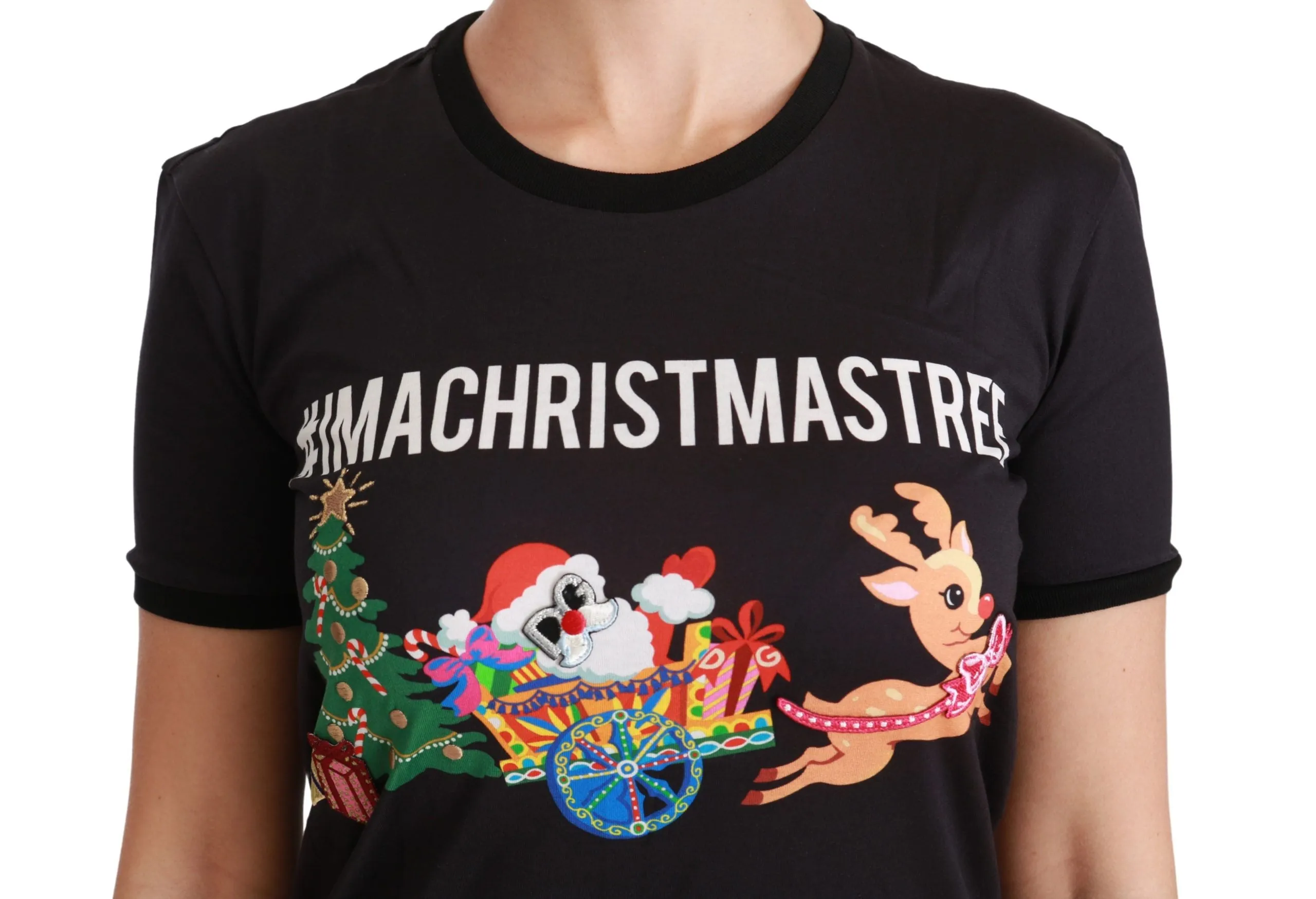 Dolce & Gabbana Black #ImAChristmasTree Crewneck Top T-shirt sold by Siebentaschen product image thumbnail 5