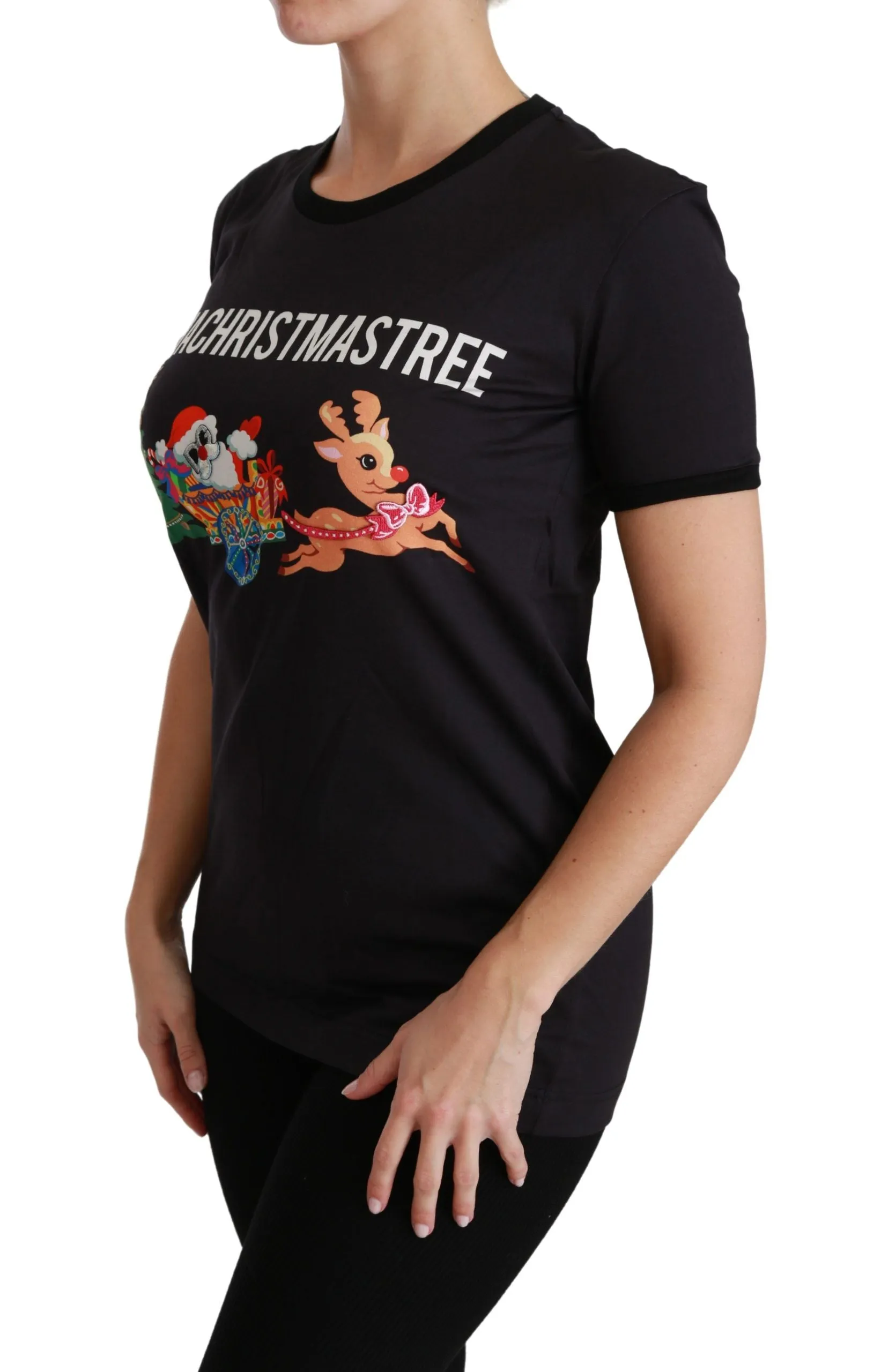 Dolce & Gabbana Black #ImAChristmasTree Crewneck Top T-shirt sold by Siebentaschen product image thumbnail 3