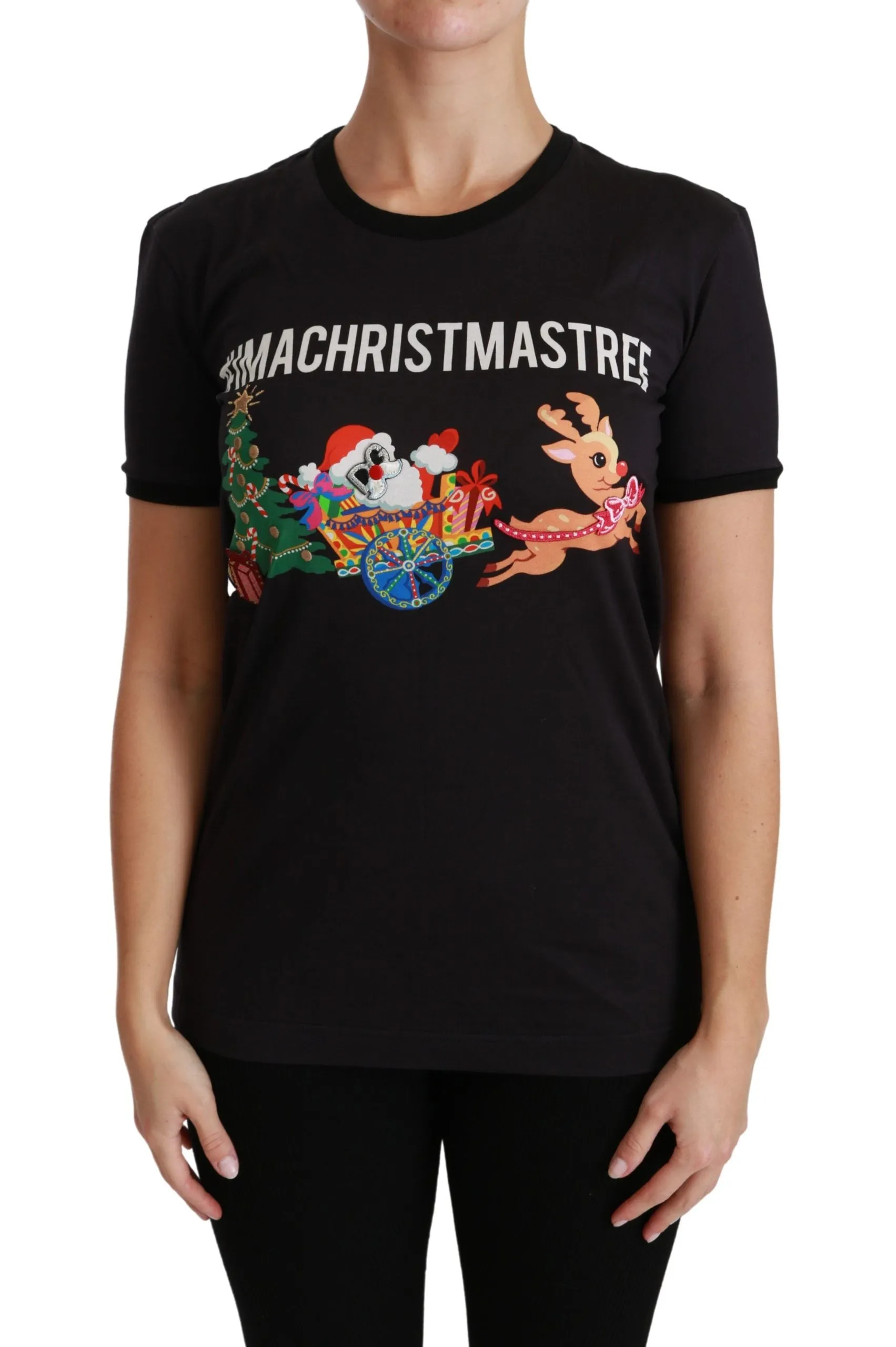 Dolce & Gabbana Black #ImAChristmasTree Crewneck Top T-shirt sold by Siebentaschen