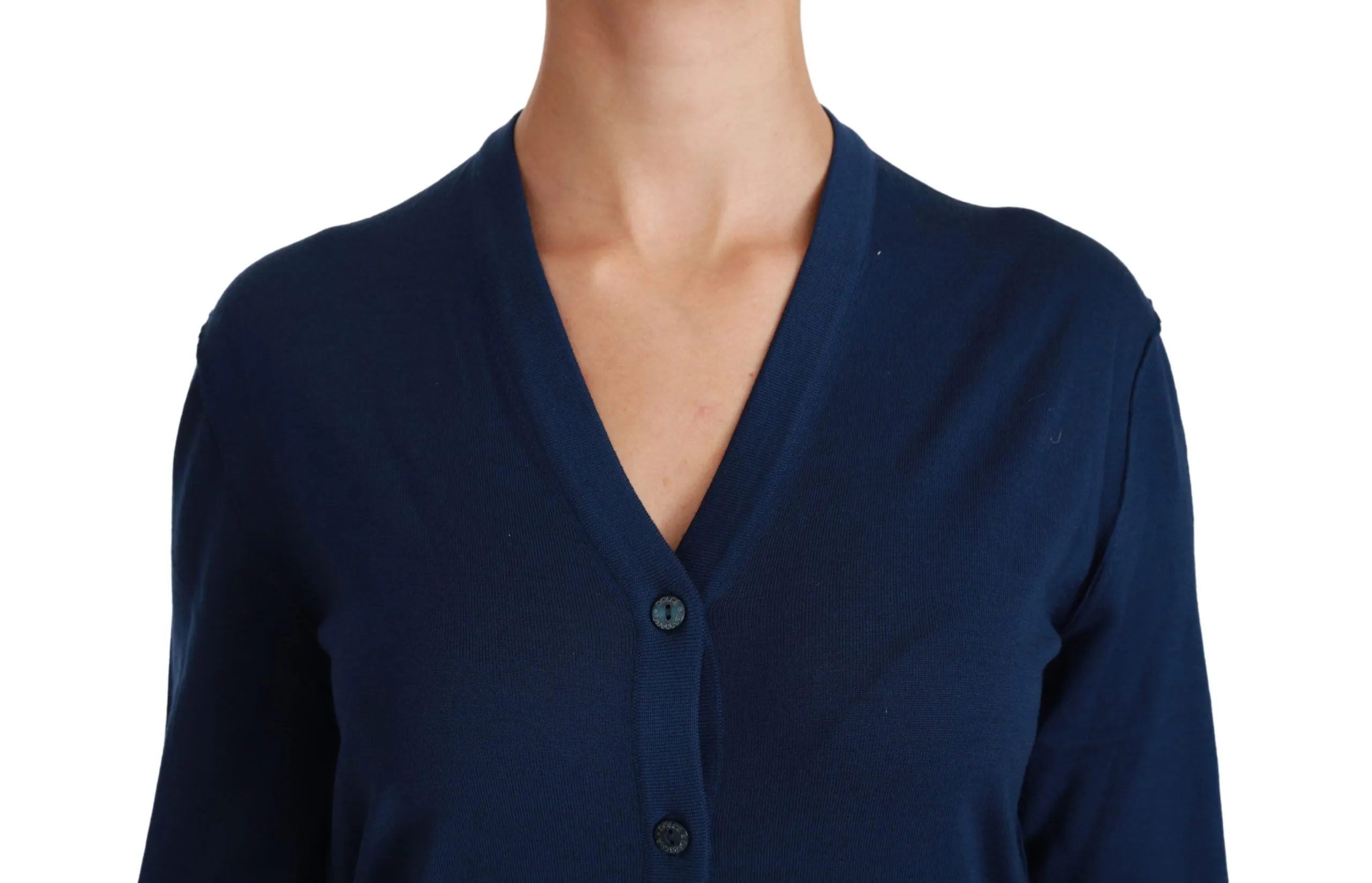 Dolce & Gabbana Blue Button Cardigan Virgin Wool Sweater sold by Siebentaschen product image thumbnail 5