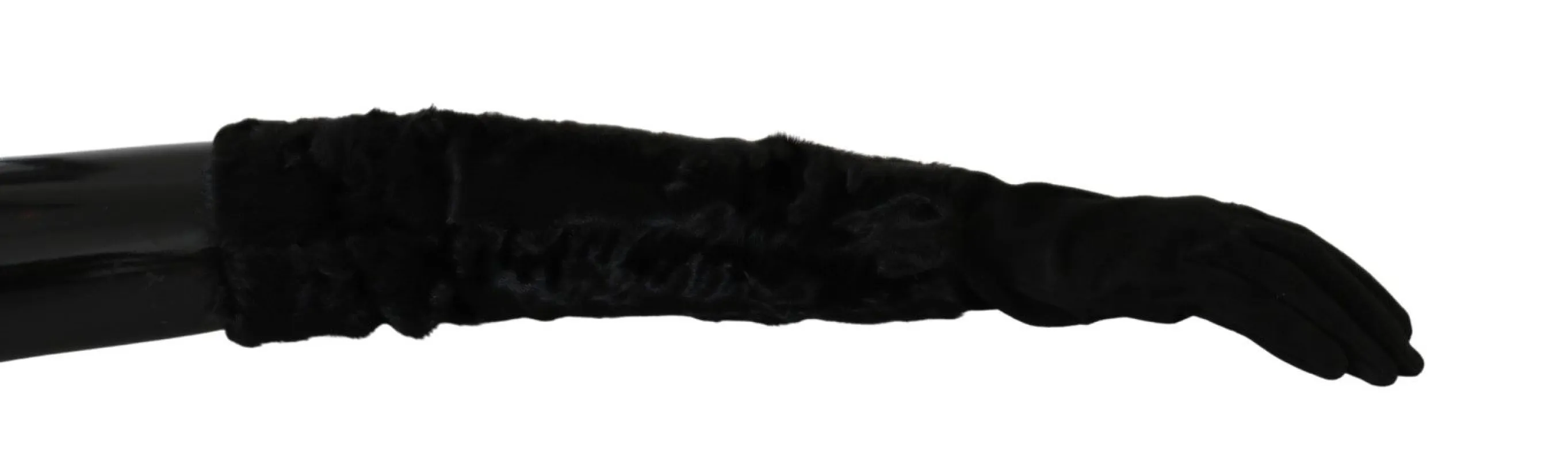 Dolce & Gabbana Black Elbow Length Mitten Suede Fur Gloves sold by Siebentaschen