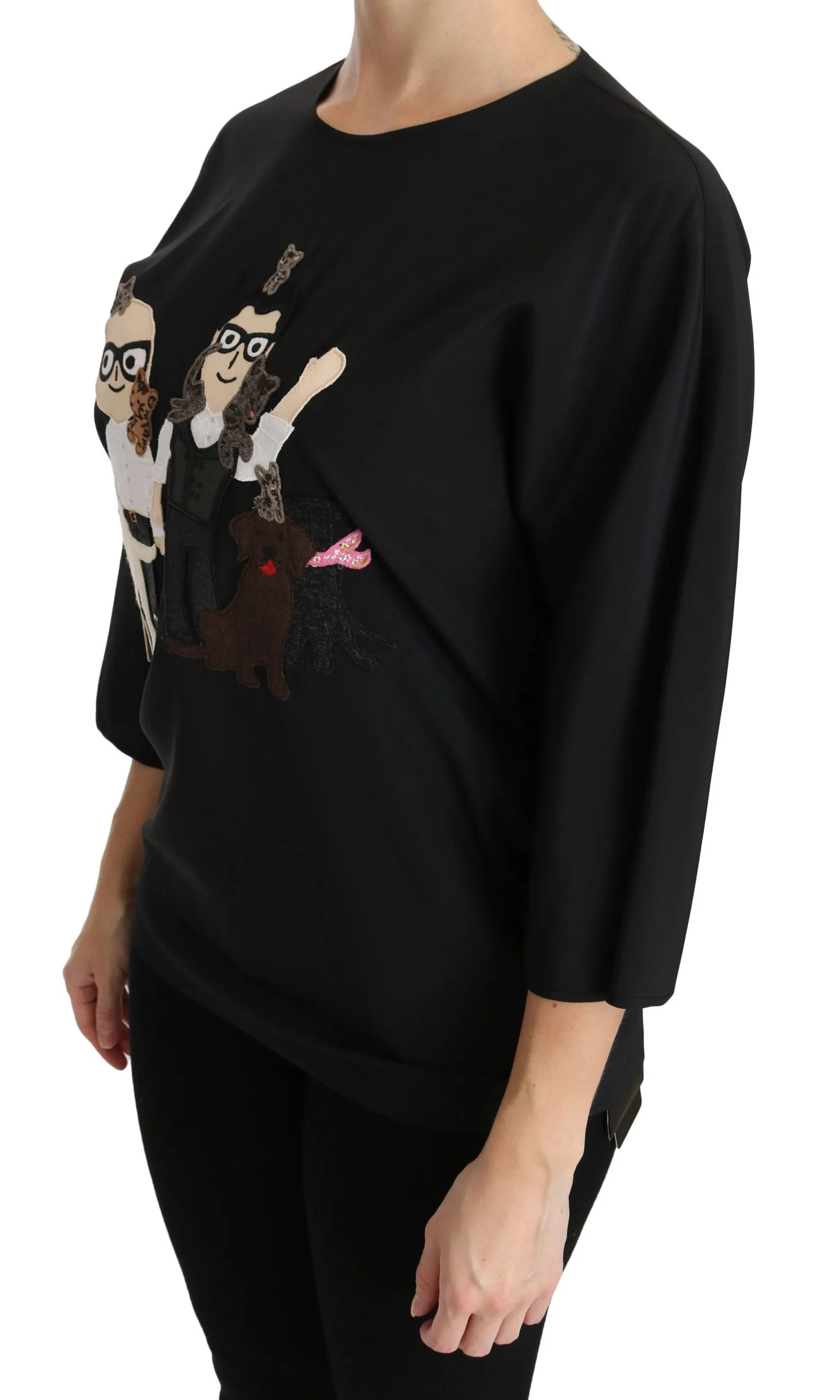 Dolce & Gabbana Black #dgfamily Top T-shirt Silk Blouse sold by Siebentaschen product image thumbnail 3