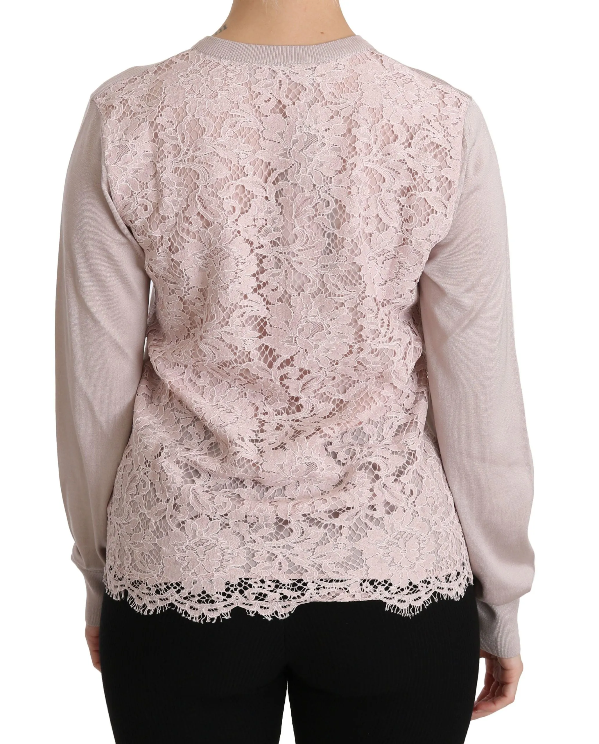 Dolce & Gabbana Silk Pink Long Sleeve Lace Top Sweater sold by Siebentaschen product image thumbnail 4