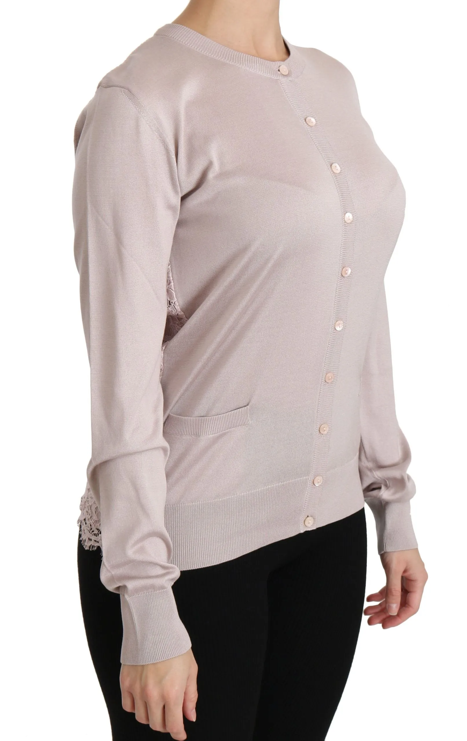 Dolce & Gabbana Silk Pink Long Sleeve Lace Top Sweater sold by Siebentaschen product image thumbnail 2