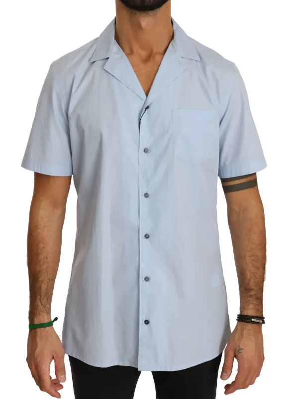 Dolce & Gabbana Blue Short Sleeve 100% Cotton Top Shirt sold by Siebentaschen