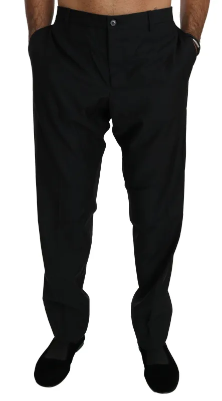 Dolce & Gabbana Black Dress Formal Trouser Men Wool Pants sold by Siebentaschen