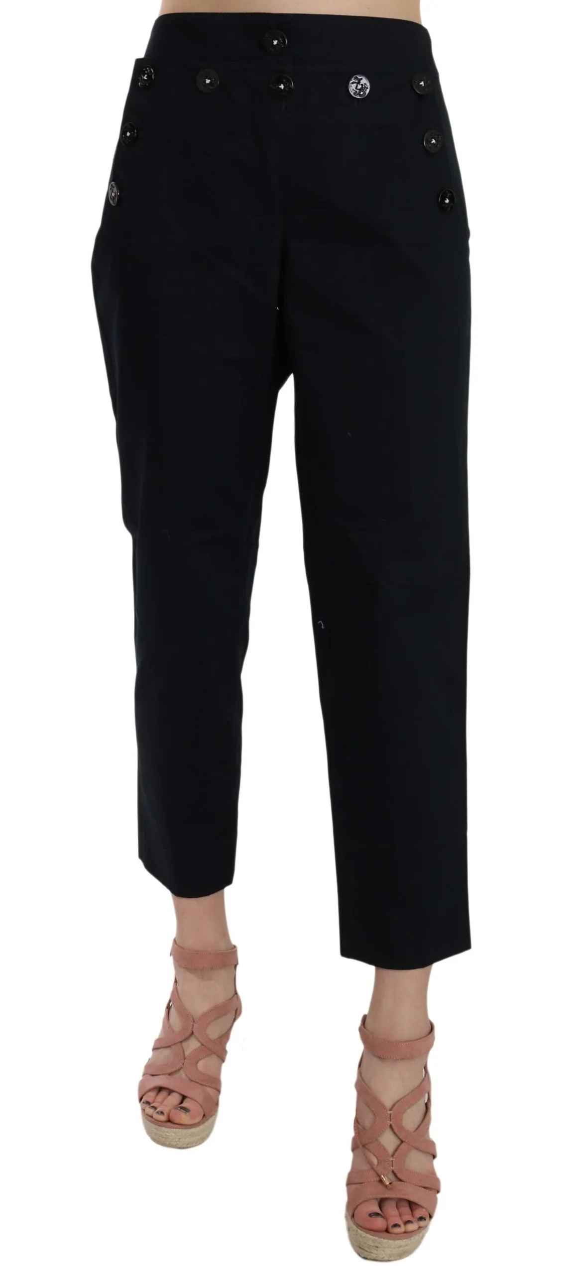 Dolce & Gabbana Black Cropped Front Button Embellished Pants sold by Siebentaschen product image thumbnail 4