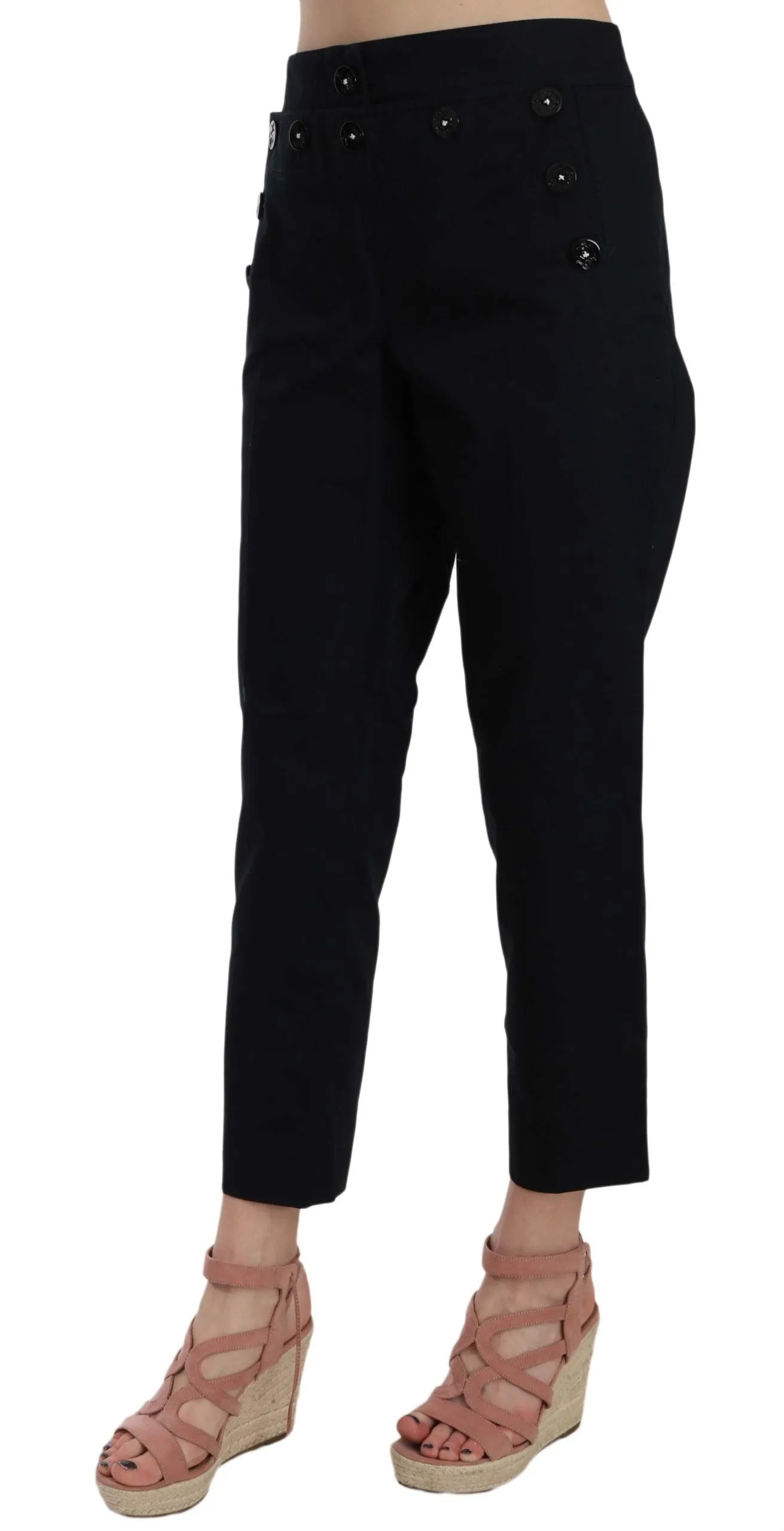 Dolce & Gabbana Black Cropped Front Button Embellished Pants sold by Siebentaschen product image thumbnail 2