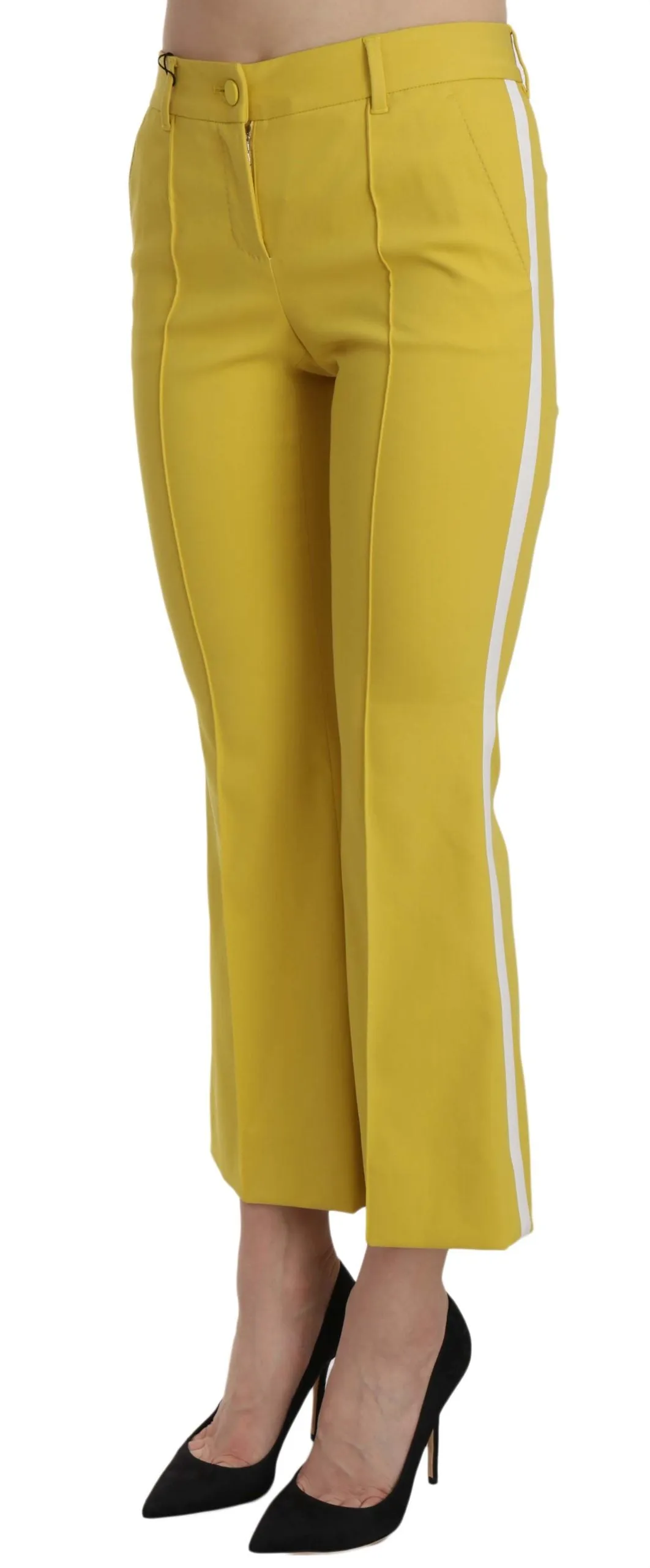 Dolce & Gabbana Yellow Flared Bootcut Capri Cotton Pants sold by Siebentaschen product image thumbnail 3
