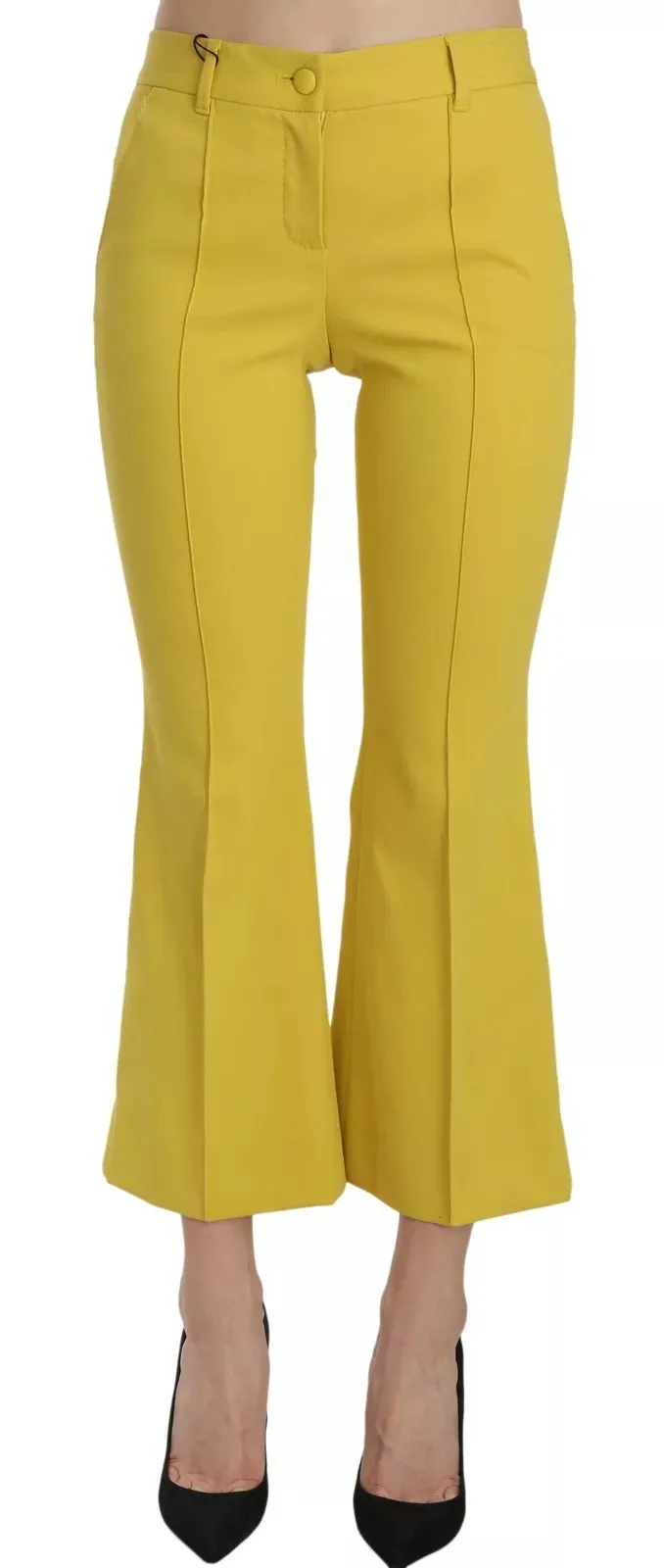 Dolce & Gabbana Yellow Flared Bootcut Capri Cotton Pants sold by Siebentaschen