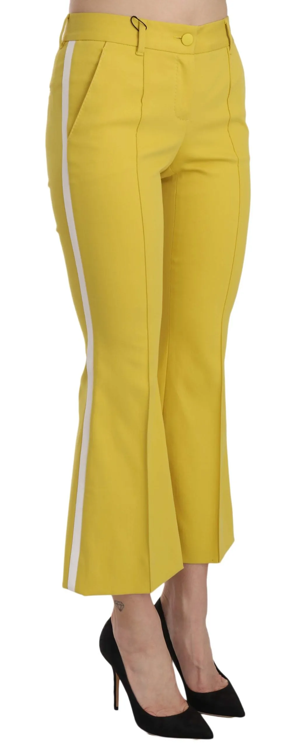 Dolce & Gabbana Yellow Flared Bootcut Capri Cotton Pants sold by Siebentaschen product image thumbnail 2