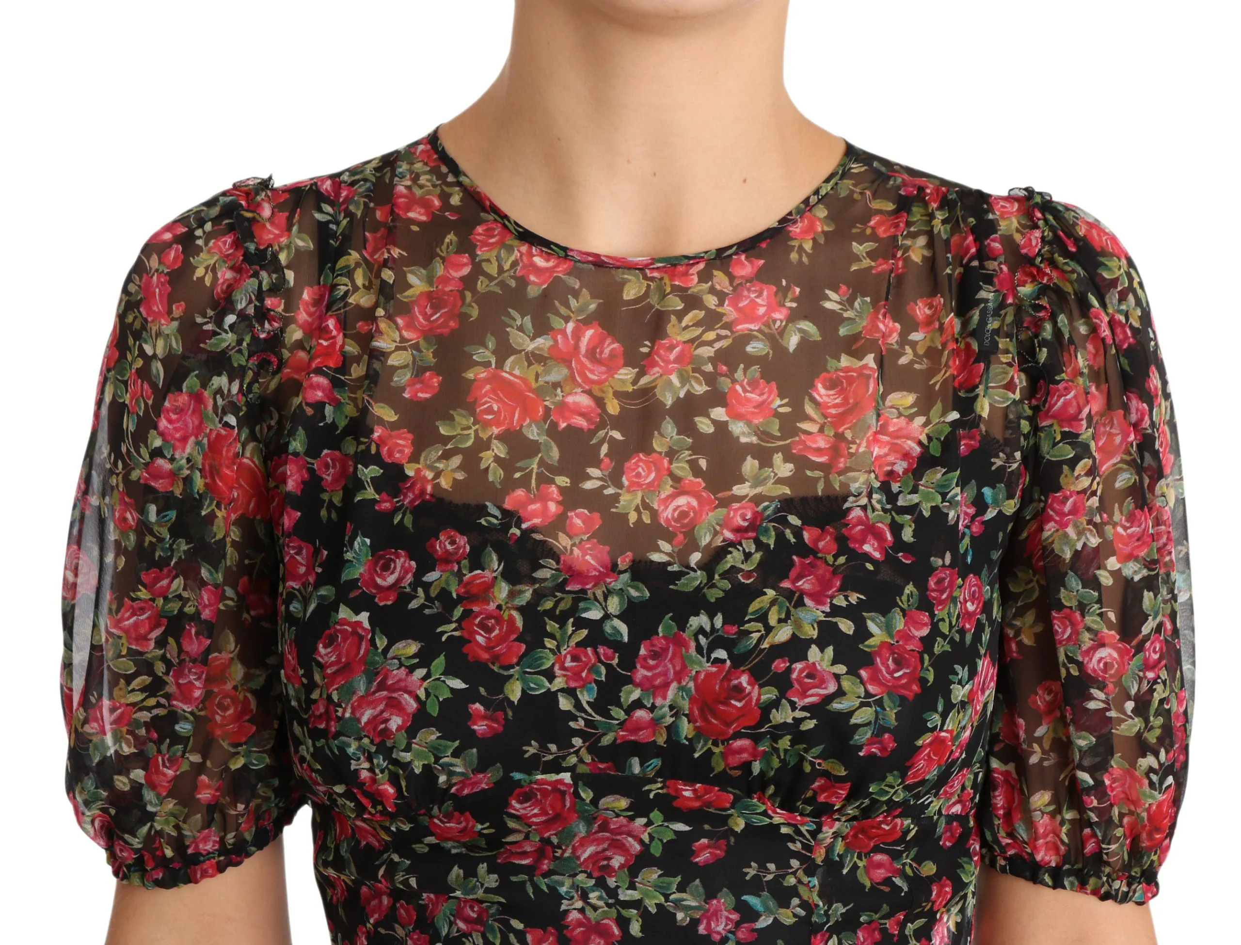 Dolce & Gabbana Black Floral Roses A-Line Shift Gown Dress sold by Siebentaschen product image thumbnail 3