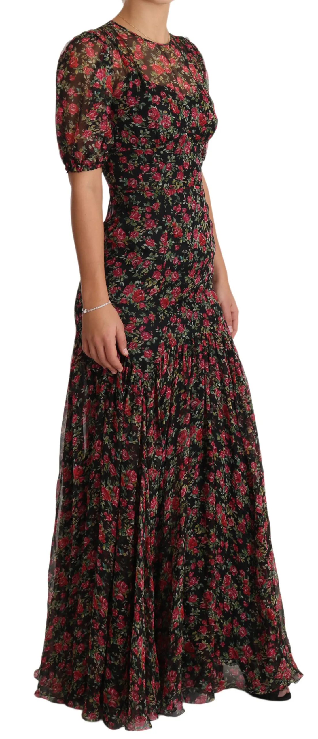 Dolce & Gabbana Black Floral Roses A-Line Shift Gown Dress sold by Siebentaschen product image thumbnail 4