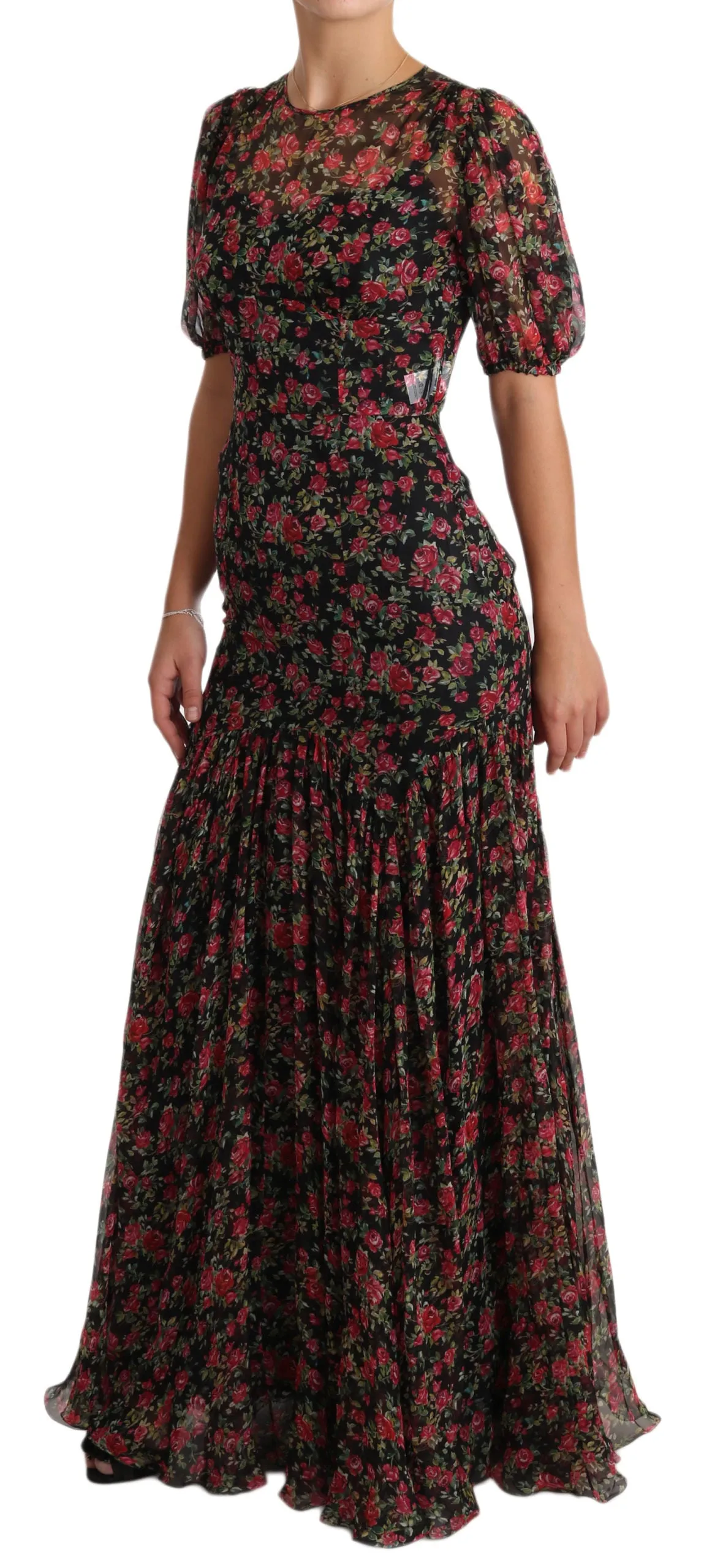 Dolce & Gabbana Black Floral Roses A-Line Shift Gown Dress sold by Siebentaschen product image thumbnail 5