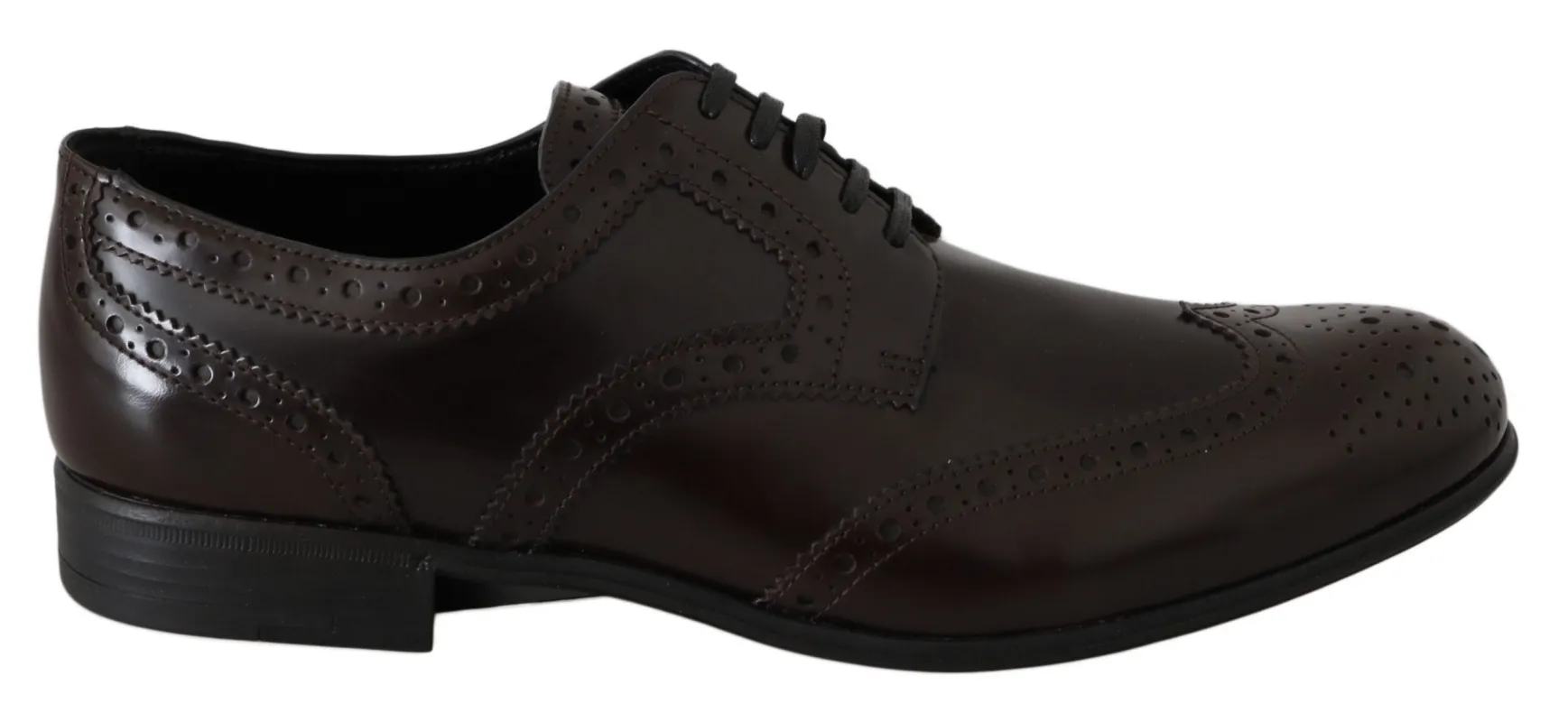 Dolce & Gabbana Brown Leather Broques Oxford Wingtip Shoes sold by Siebentaschen