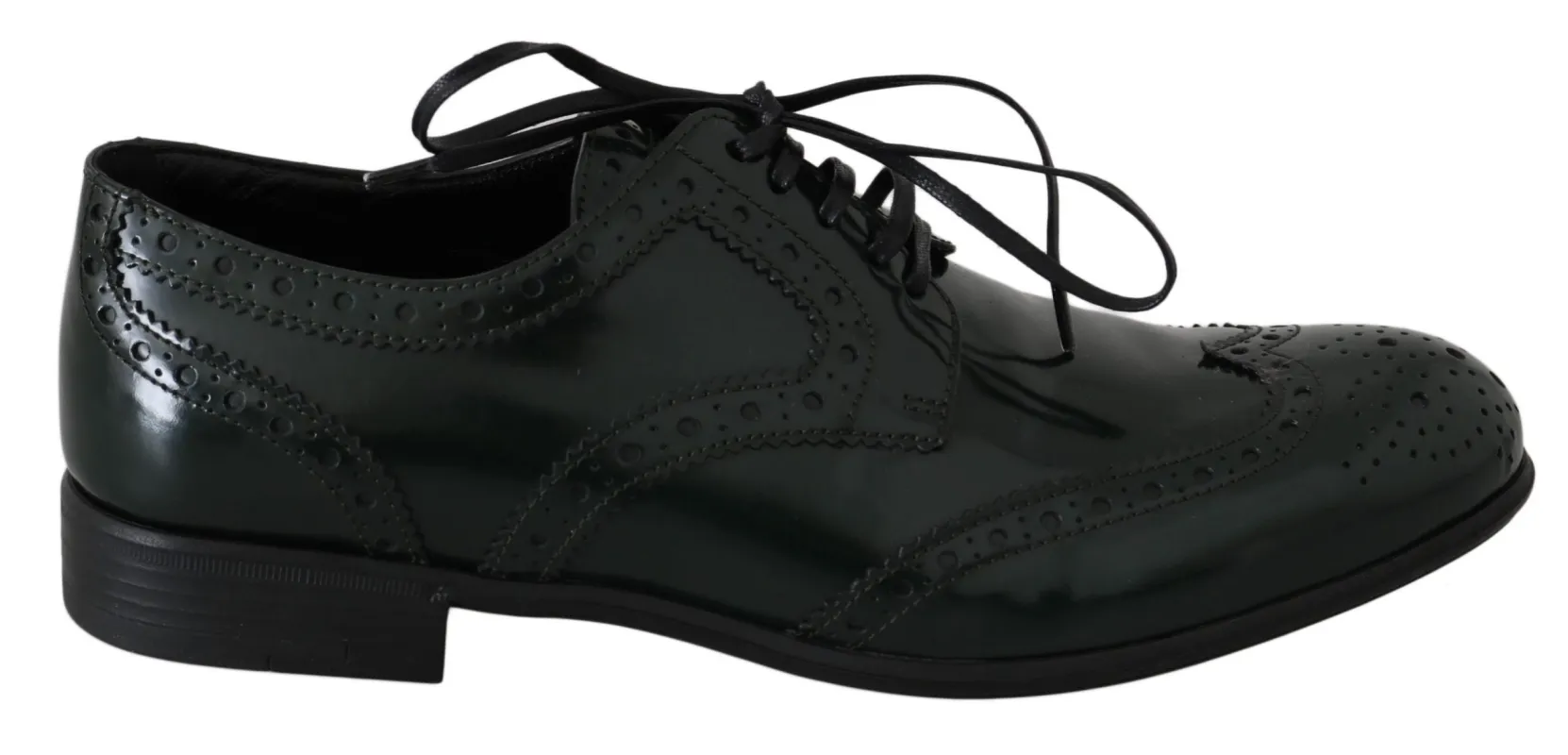 Dolce & Gabbana Green Leather Broque Oxford Wingtip Shoes sold by Siebentaschen