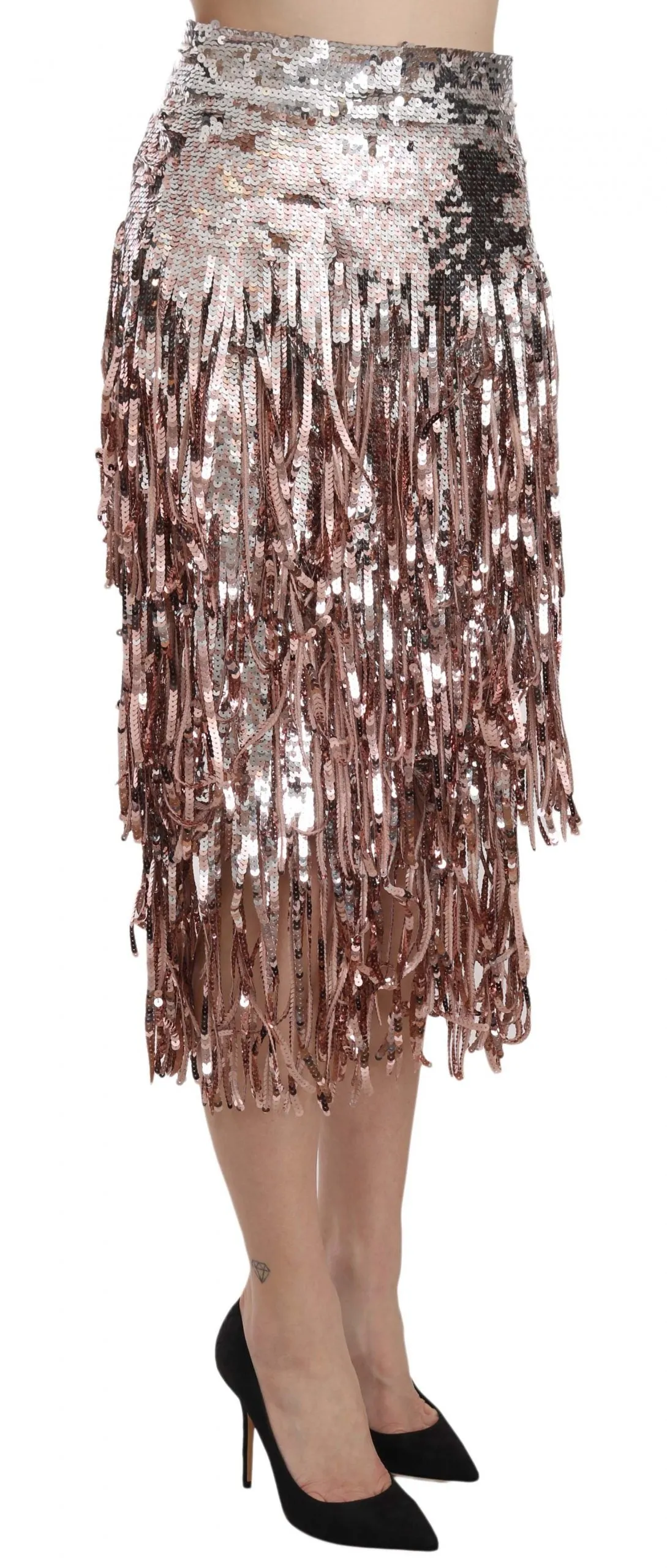 Dolce & Gabbana Sequin Embellished Fringe Midi Pencil Skirt sold by Siebentaschen product image thumbnail 4