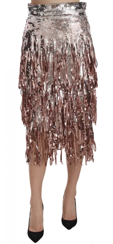 Dolce & Gabbana Sequin Embellished Fringe Midi Pencil Skirt sold by Siebentaschen