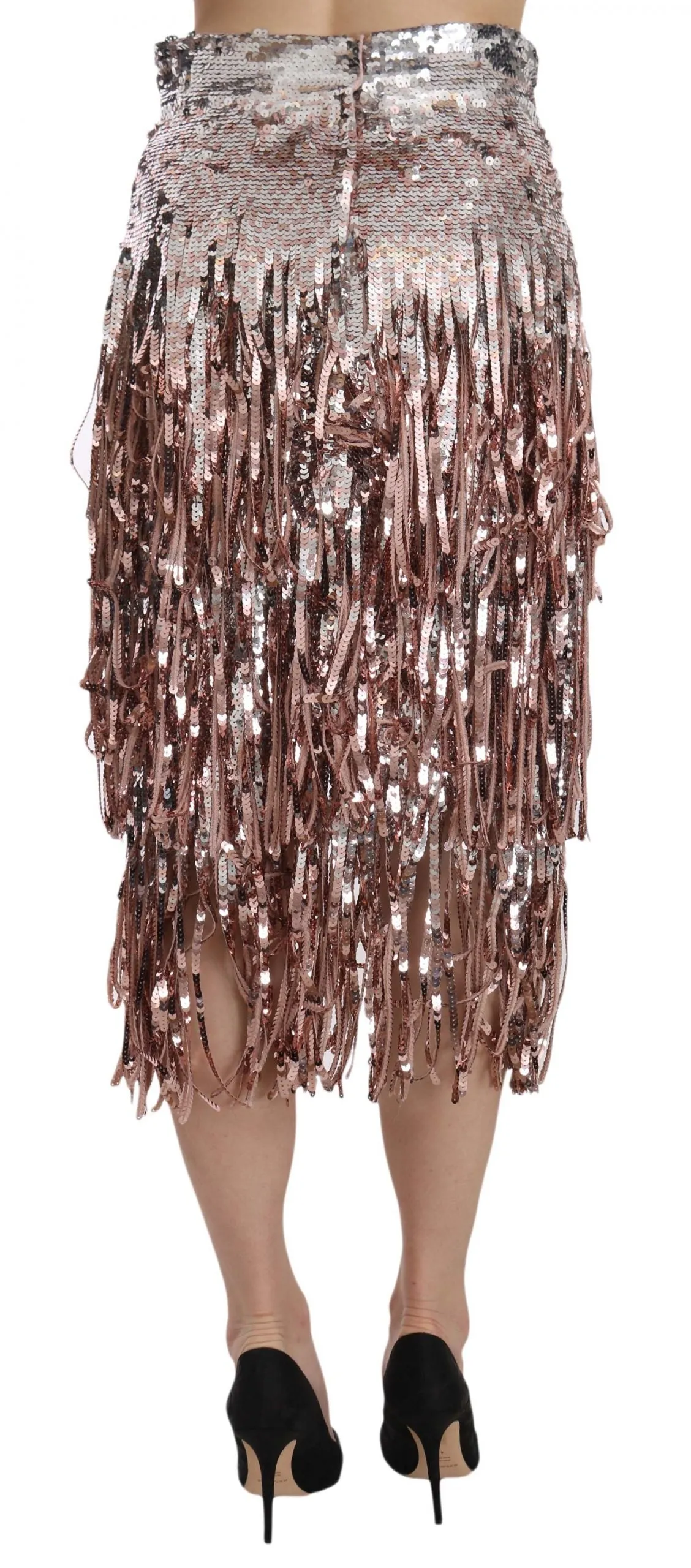 Dolce & Gabbana Sequin Embellished Fringe Midi Pencil Skirt sold by Siebentaschen product image thumbnail 3
