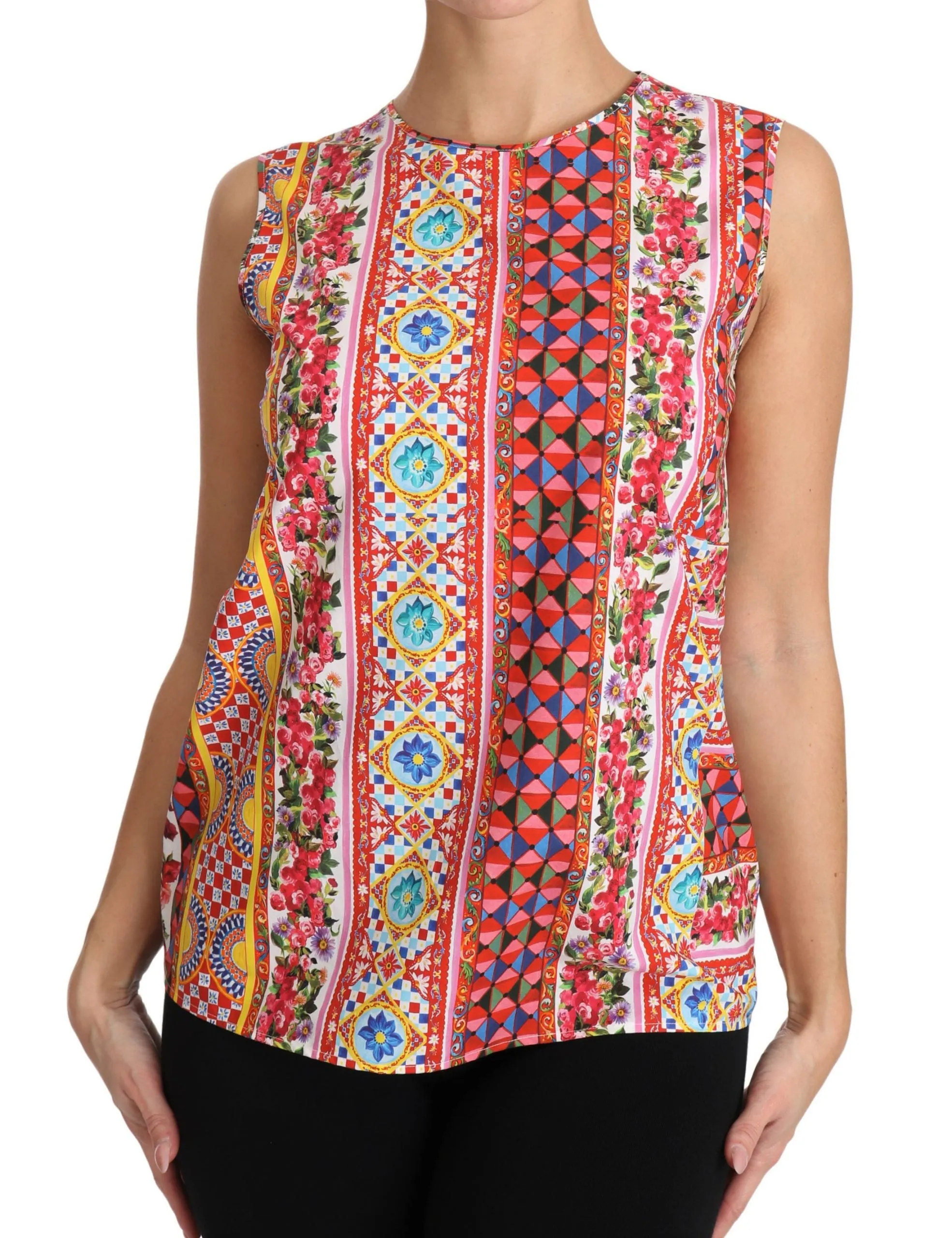Dolce & Gabbana Carretto Print Pure Cotton Tank Top Floral Blouse sold by Siebentaschen product image thumbnail 4