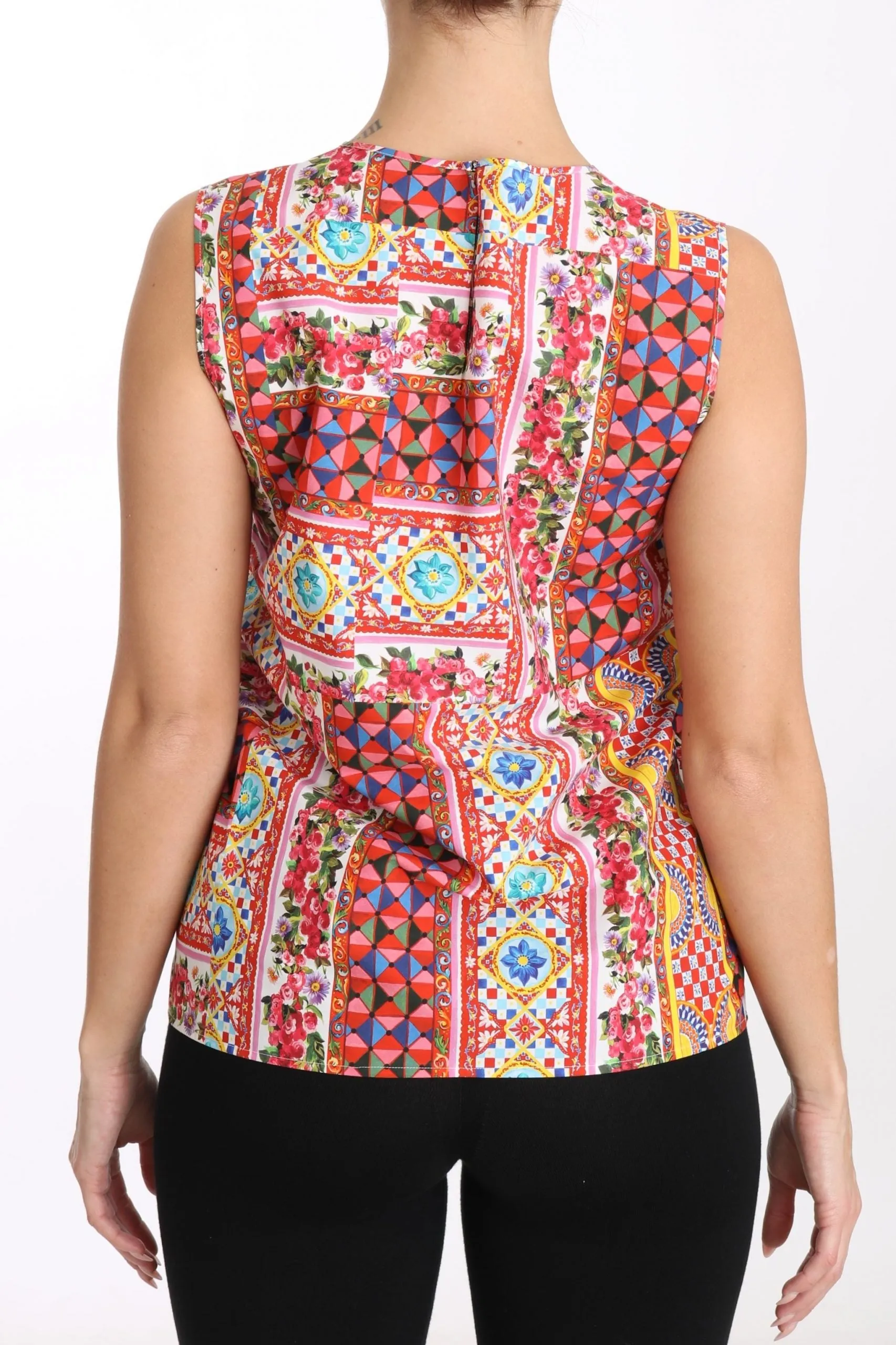 Dolce & Gabbana Carretto Print Pure Cotton Tank Top Floral Blouse sold by Siebentaschen product image thumbnail 2