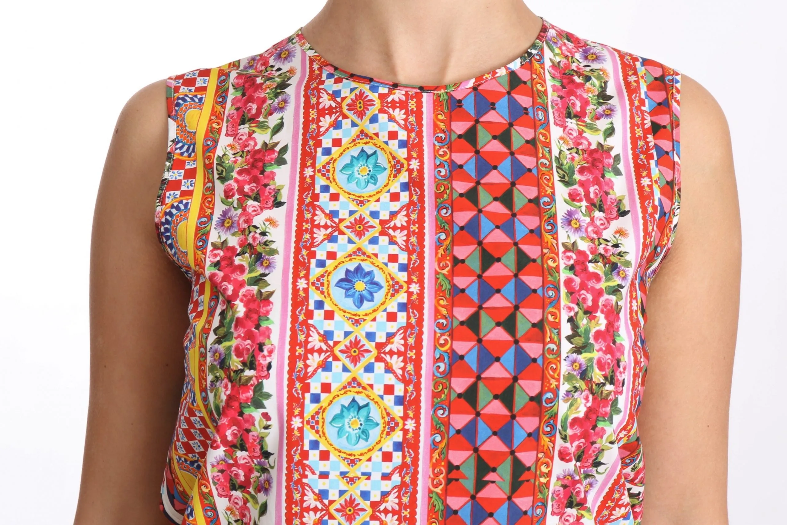 Dolce & Gabbana Carretto Print Pure Cotton Tank Top Floral Blouse sold by Siebentaschen product image thumbnail 3