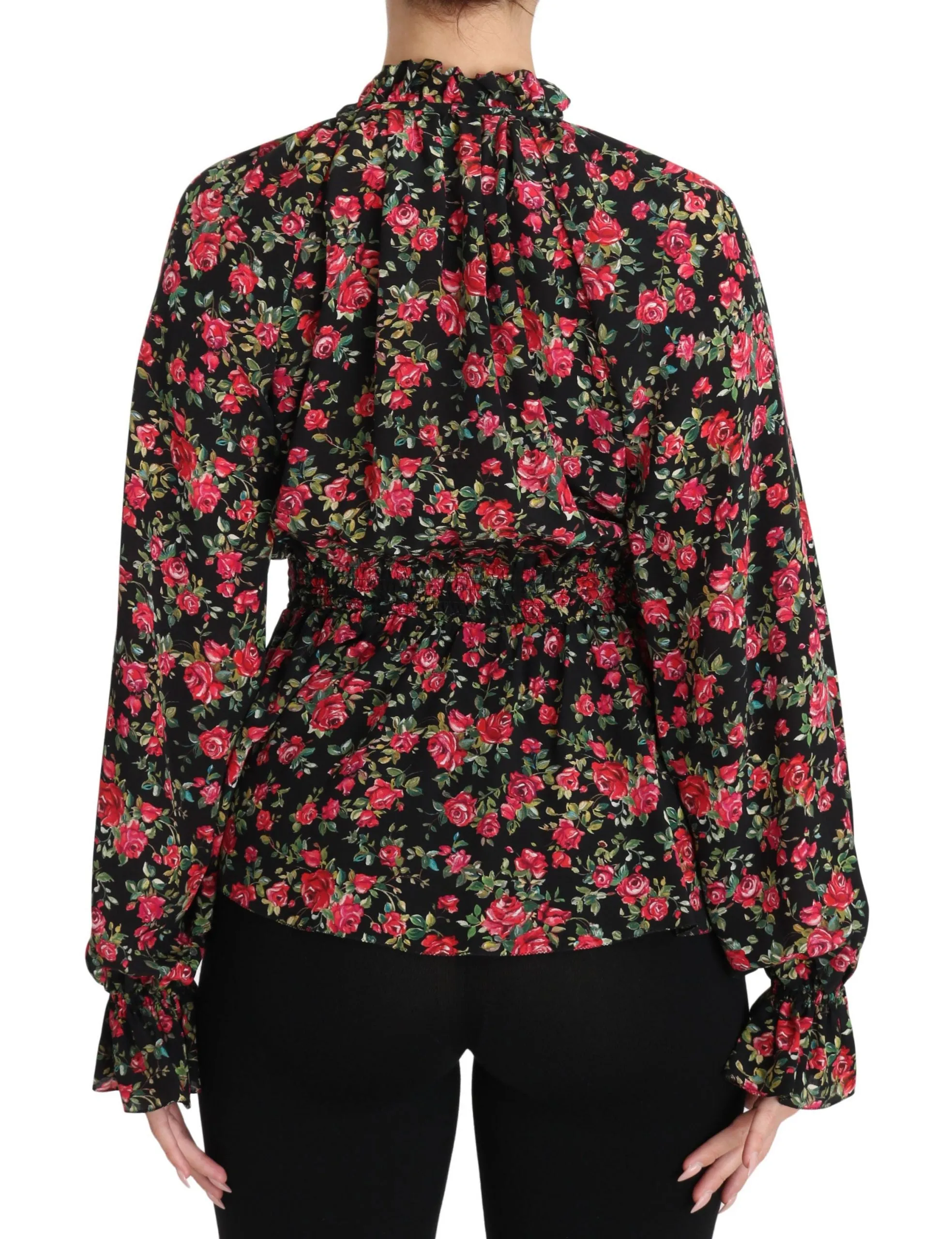 Dolce & Gabbana Black Rose Print Floral Shirt Top Blouse sold by Siebentaschen product image thumbnail 2