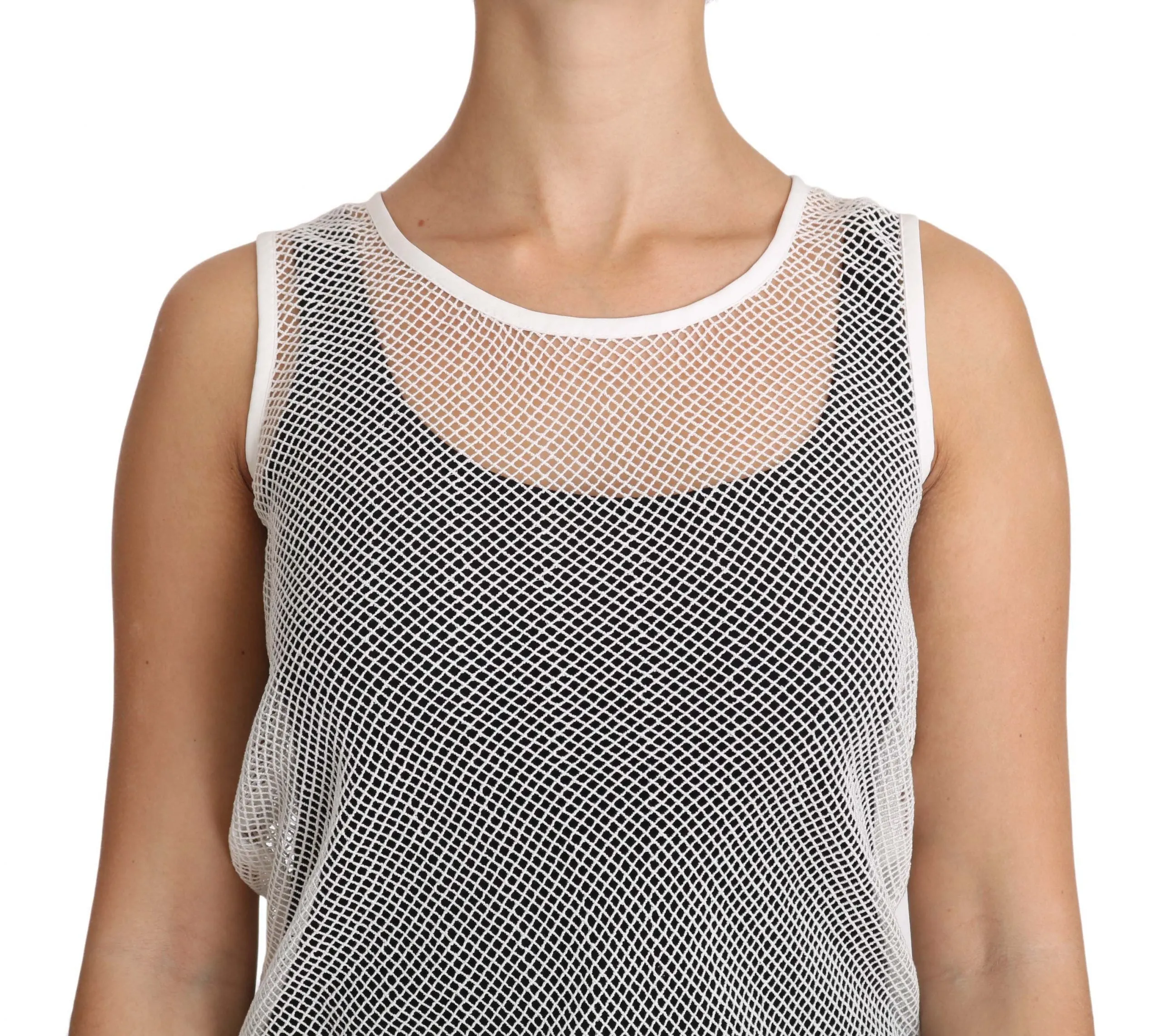 Dolce & Gabbana White Net Transparent Sleeveless Tank Top sold by Siebentaschen product image thumbnail 3