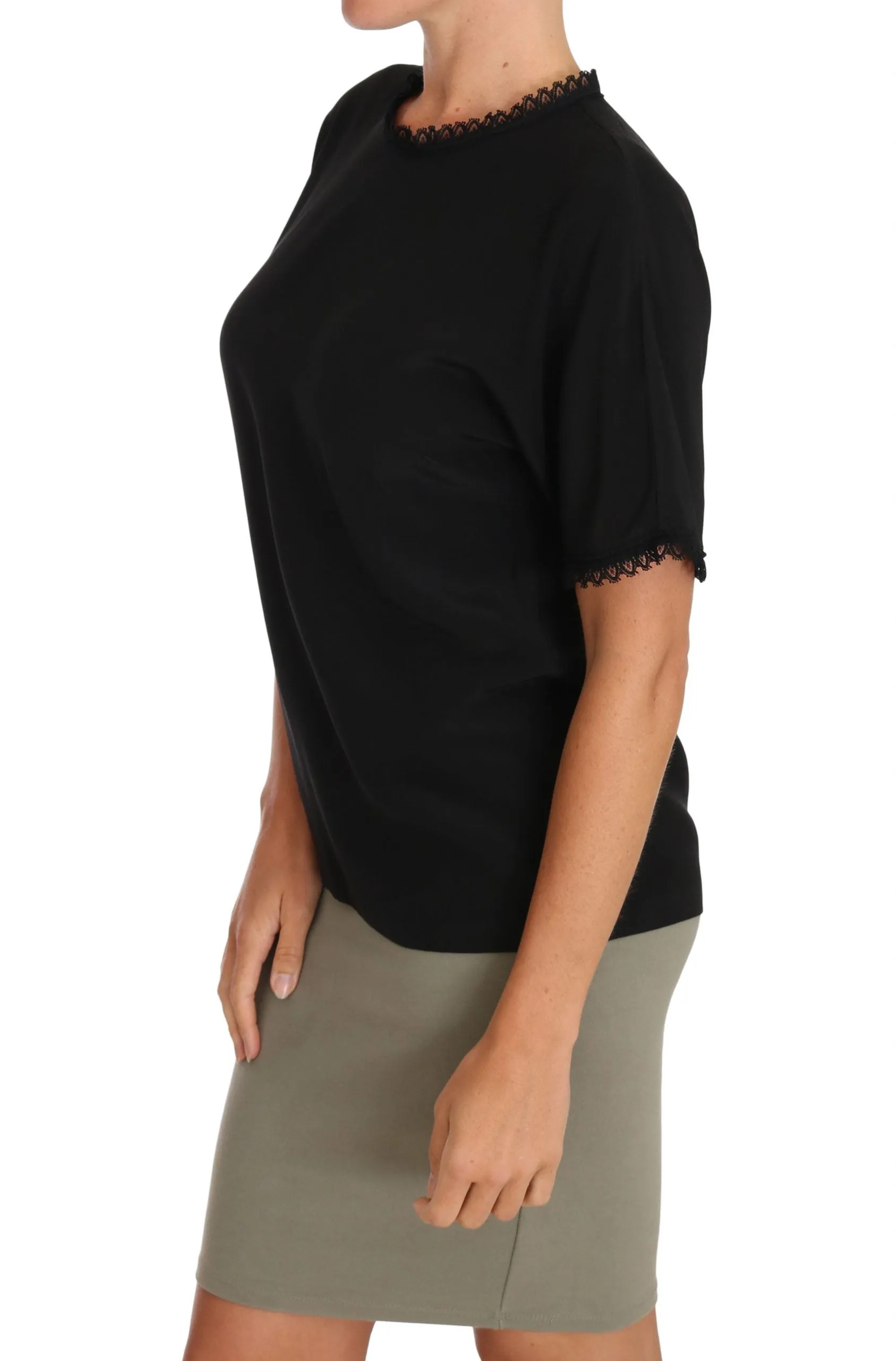 Dolce & Gabbana Black Silk Lace Top Blouse T-Shirt sold by Siebentaschen product image thumbnail 4