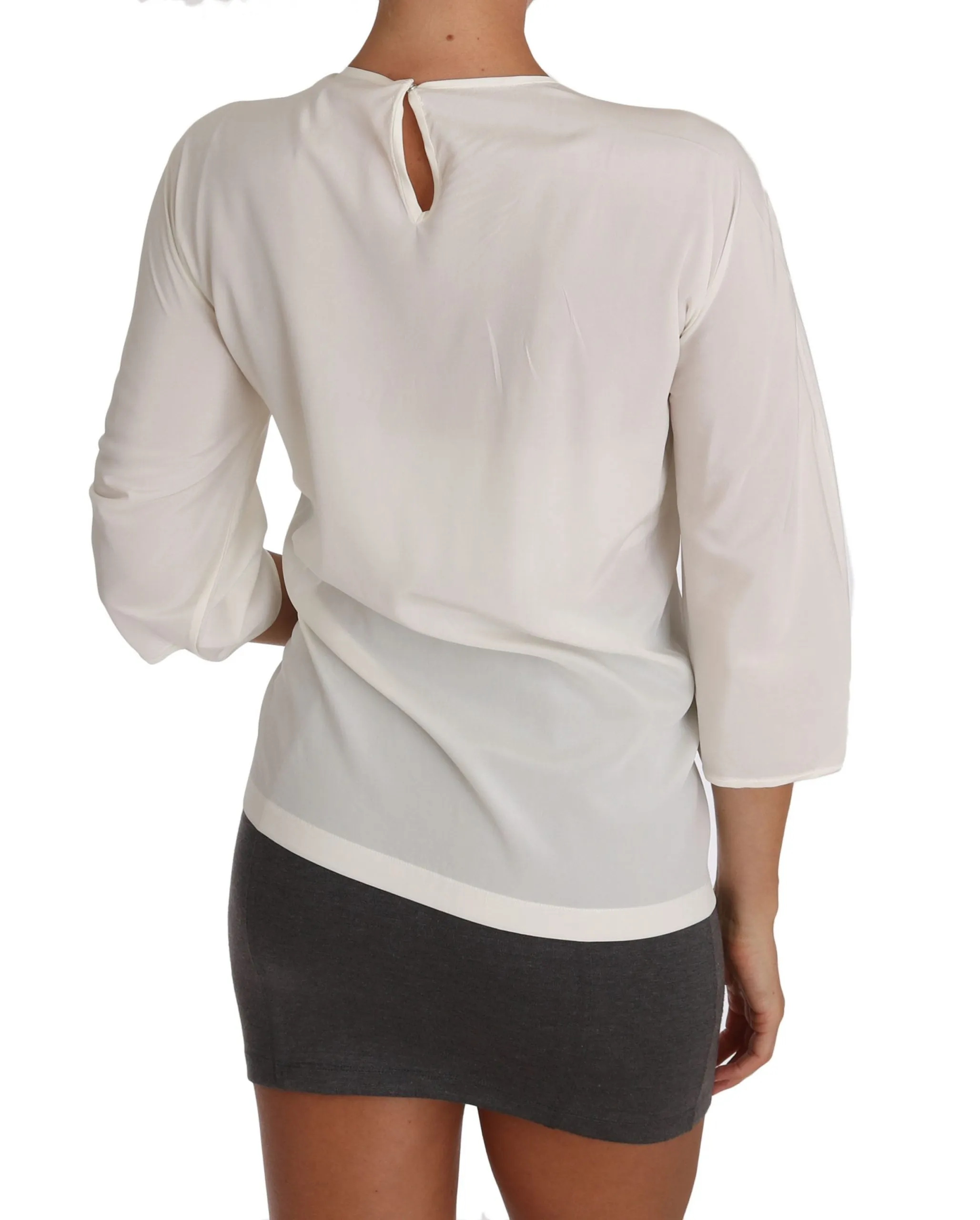 Dolce & Gabbana White Silk #dgfamily Blouse T-shirt sold by Siebentaschen product image thumbnail 4