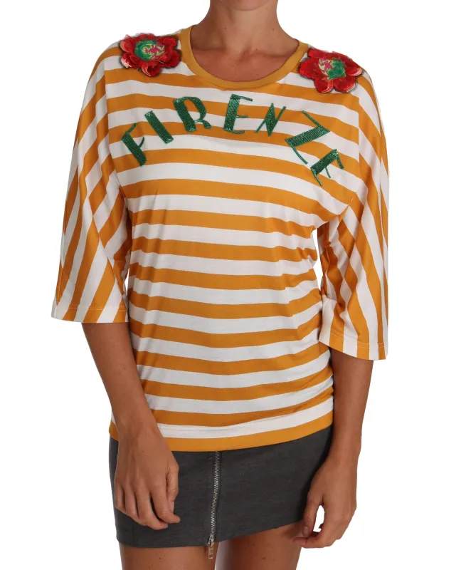 Dolce & Gabbana White Orange FIRENZE Top T-shirt sold by Siebentaschen