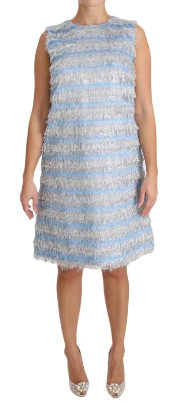 Dolce & Gabbana Light Blue Silver Shift Gown Dress sold by Siebentaschen