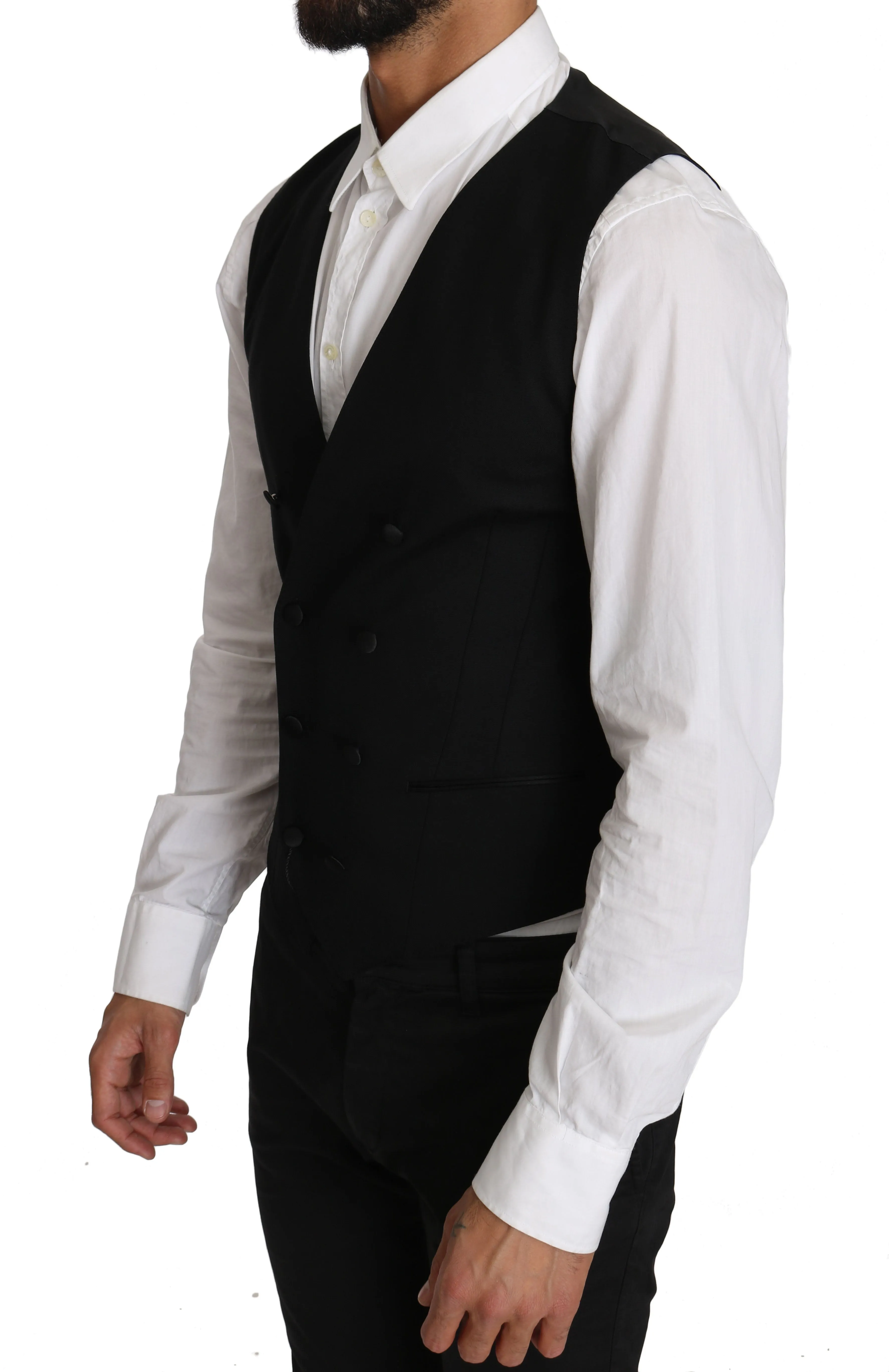 Dolce & Gabbana Gray Wool Double Breasted Waistcoat Vest sold by Siebentaschen product image thumbnail 4