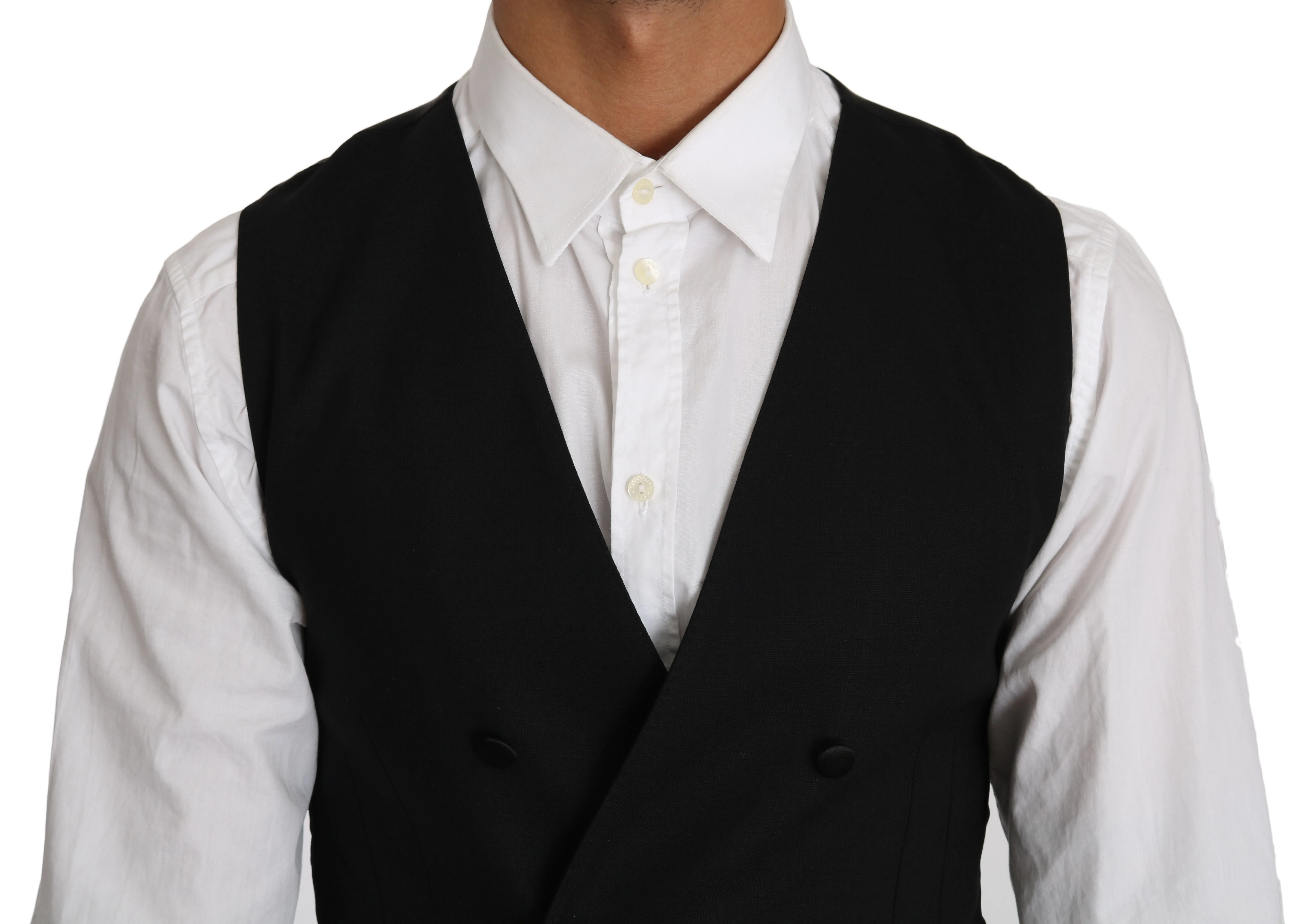 Dolce & Gabbana Gray Wool Double Breasted Waistcoat Vest sold by Siebentaschen product image thumbnail 3