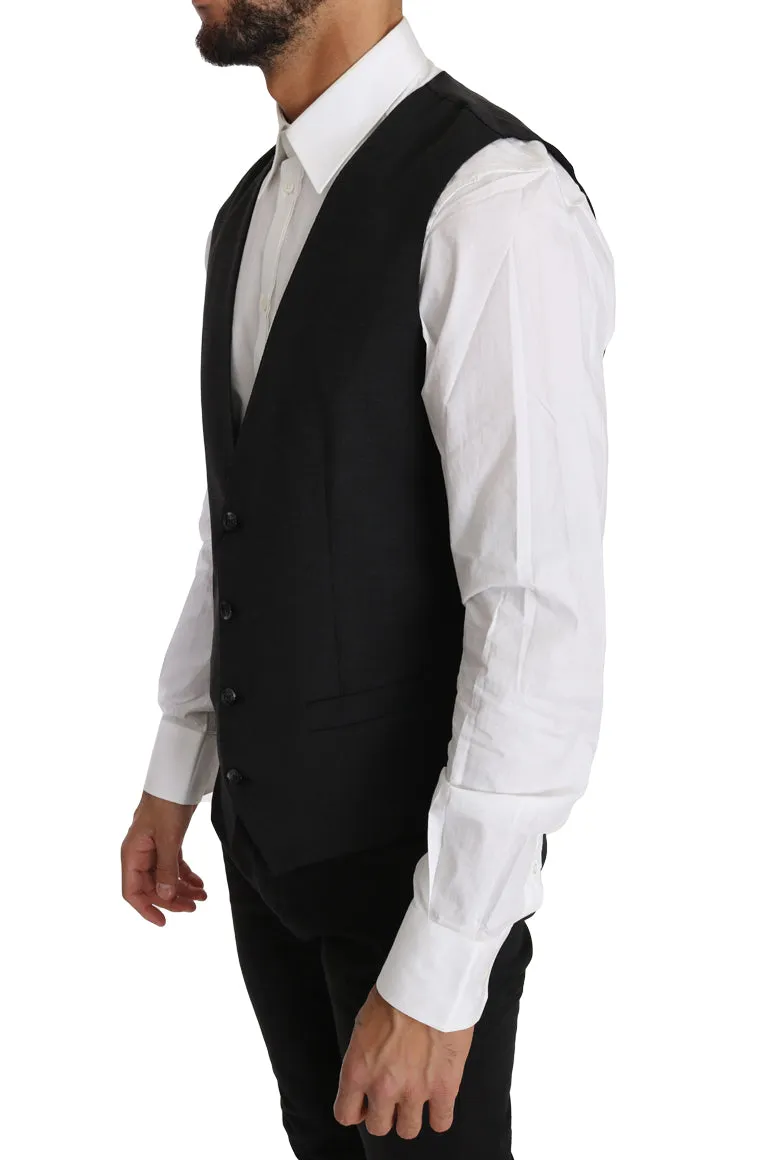 Dolce & Gabbana Gray Solid 100% Wool Waistcoat Vest sold by Siebentaschen product image thumbnail 3