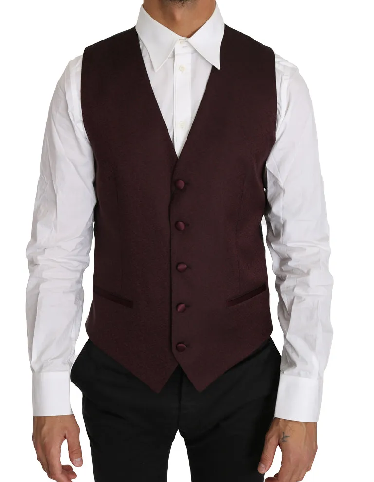 Dolce & Gabbana Purple Pattern Wool Silk Waistcoat Vest sold by Siebentaschen