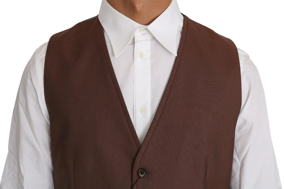 Dolce & Gabbana Brown Wool Silk Waistcoat Vest sold by Siebentaschen product image thumbnail 3