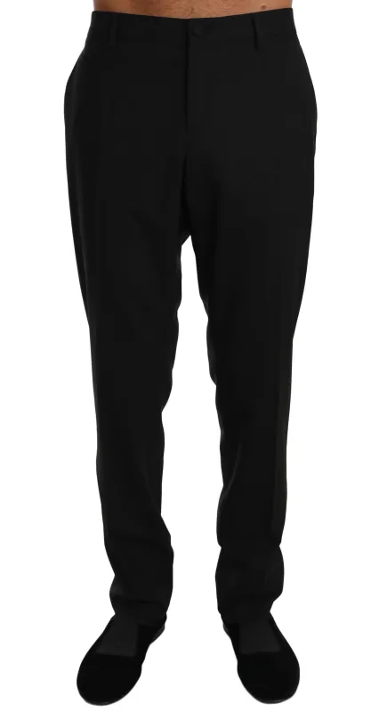 Dolce & Gabbana Black Wool Stretch Dress Trousers Pants sold by Siebentaschen