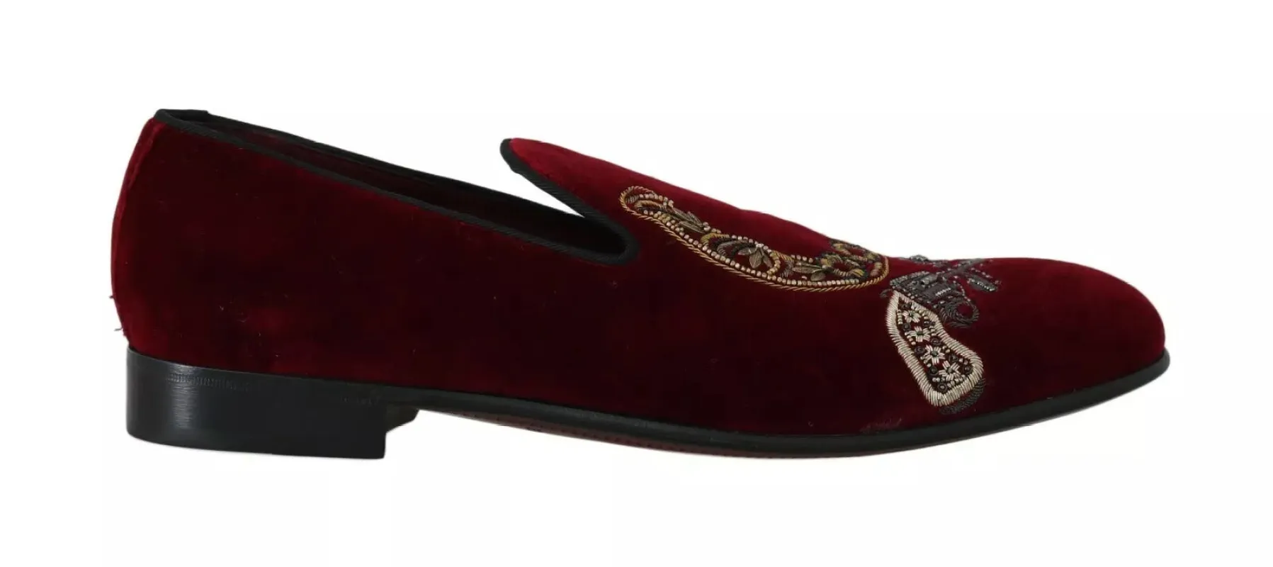 Dolce & Gabbana Bordeaux Velvet Loafers Gun Horseshoe Shoes sold by Siebentaschen