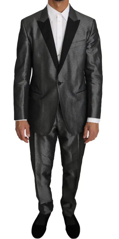 Dolce & Gabbana Gray Patterned MARTINI 2 Piece Suit sold by Siebentaschen