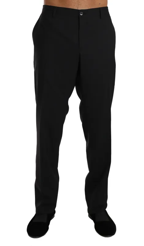 Dolce & Gabbana Black Wool Stretch Formal Trousers sold by Siebentaschen