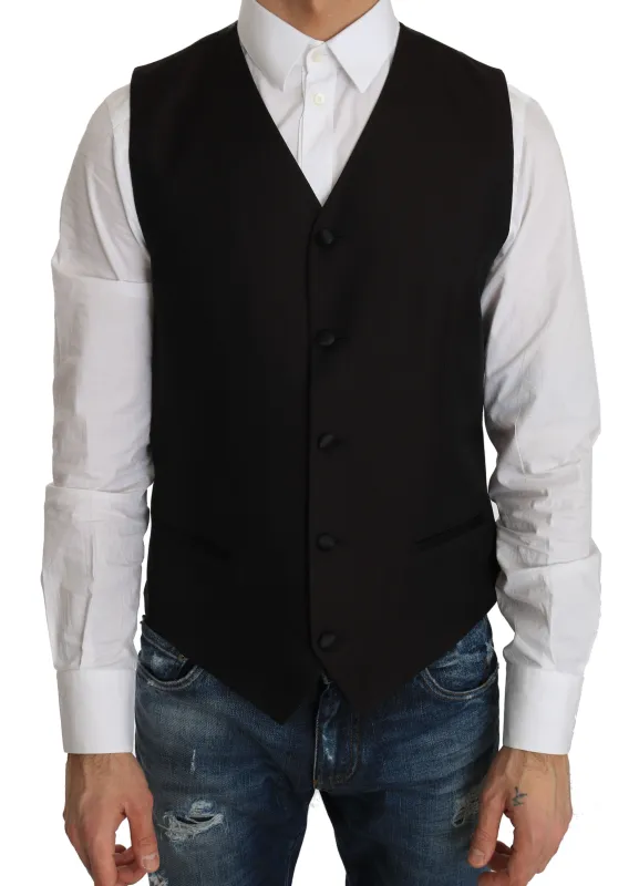 Dolce & Gabbana Black Silk Dress Waistcoat sold by Siebentaschen