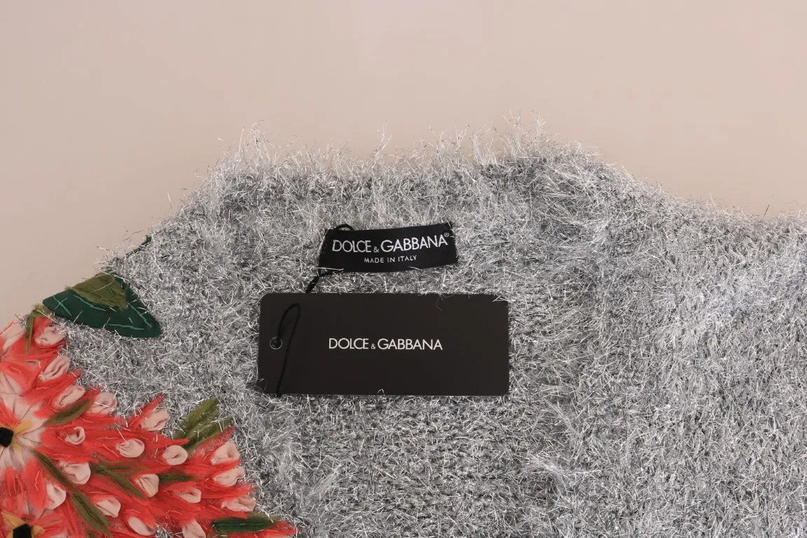 Dolce & Gabbana Silver Cardigan Floral Applique Sweater sold by Siebentaschen product image thumbnail 3