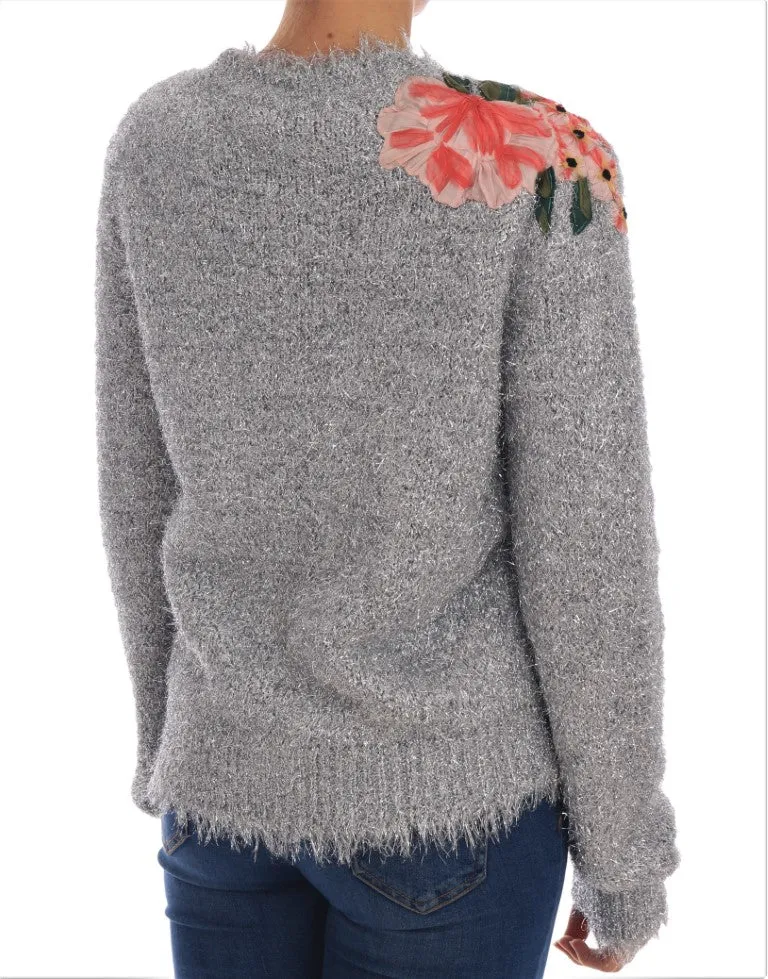 Dolce & Gabbana Silver Cardigan Floral Applique Sweater sold by Siebentaschen product image thumbnail 5