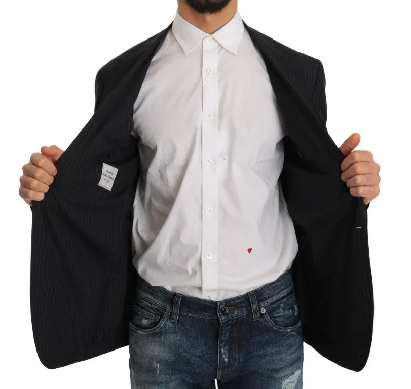 Dolce & Gabbana Gray Striped Wool Jacket Coat Slim Blazer sold by Siebentaschen product image thumbnail 5