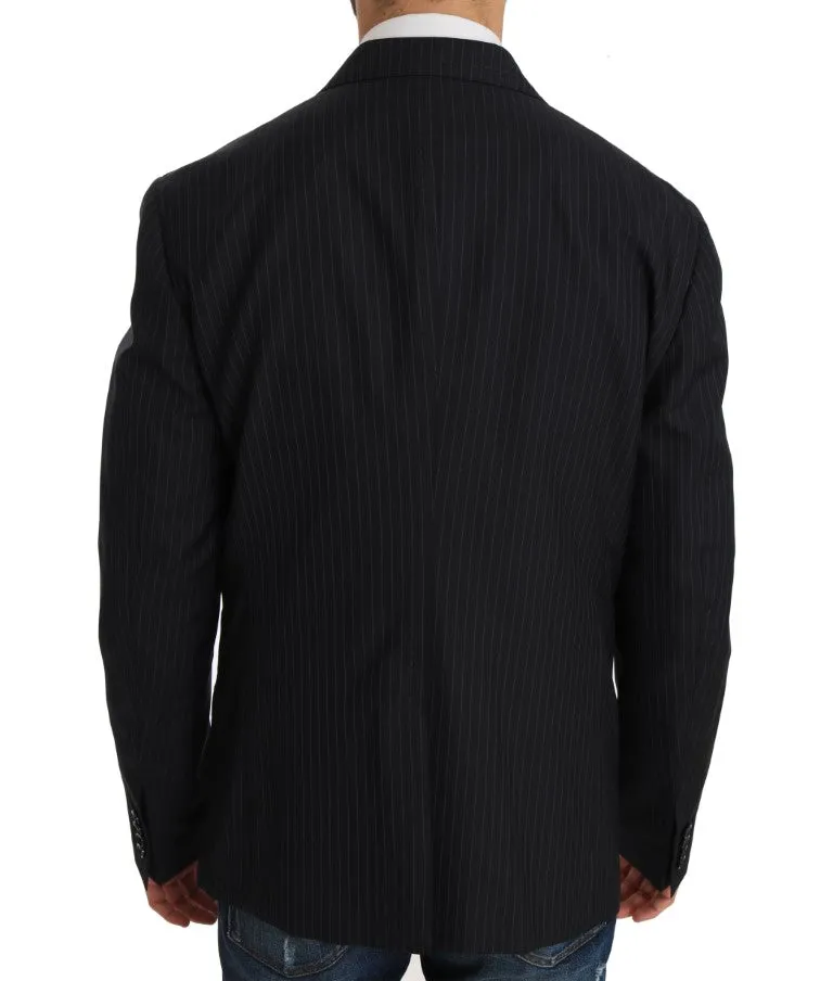 Dolce & Gabbana Gray Striped Wool Jacket Coat Slim Blazer sold by Siebentaschen product image thumbnail 3