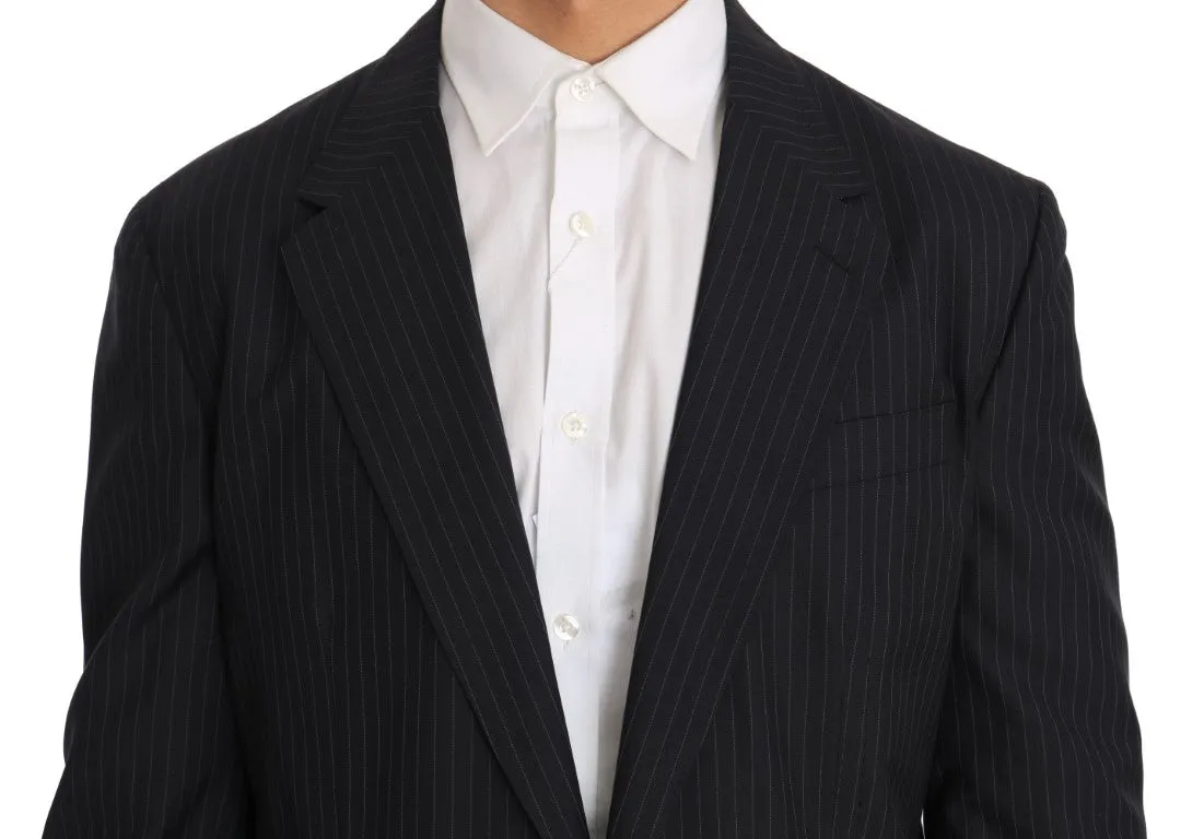 Dolce & Gabbana Gray Striped Wool Jacket Coat Slim Blazer sold by Siebentaschen product image thumbnail 4