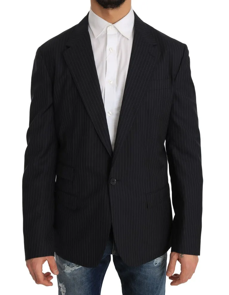 Dolce & Gabbana Gray Striped Wool Jacket Coat Slim Blazer sold by Siebentaschen