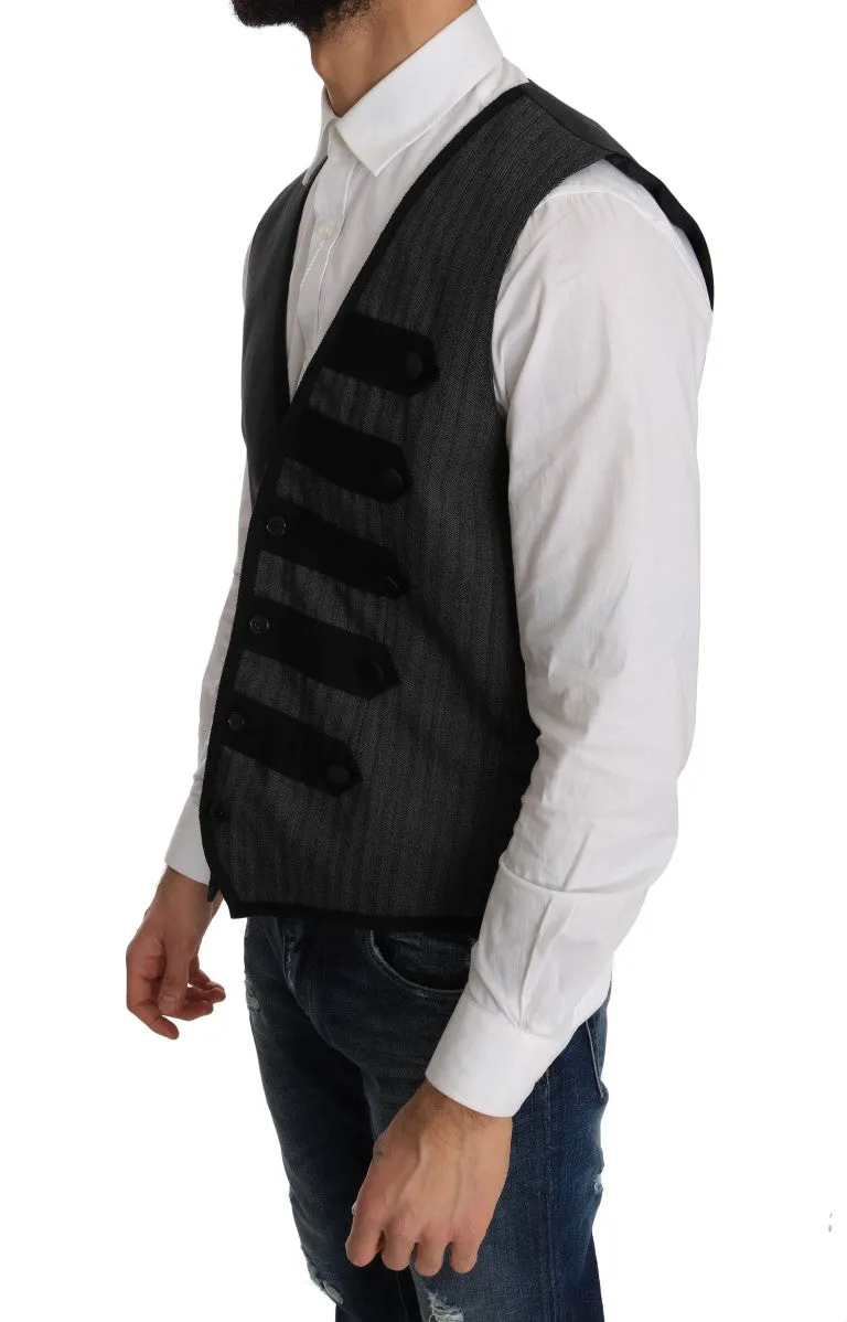 Dolce & Gabbana Gray Wool Patterned Slim Vest sold by Siebentaschen product image thumbnail 2