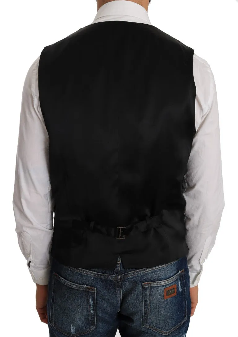 Dolce & Gabbana Gray Wool Patterned Slim Vest sold by Siebentaschen product image thumbnail 3